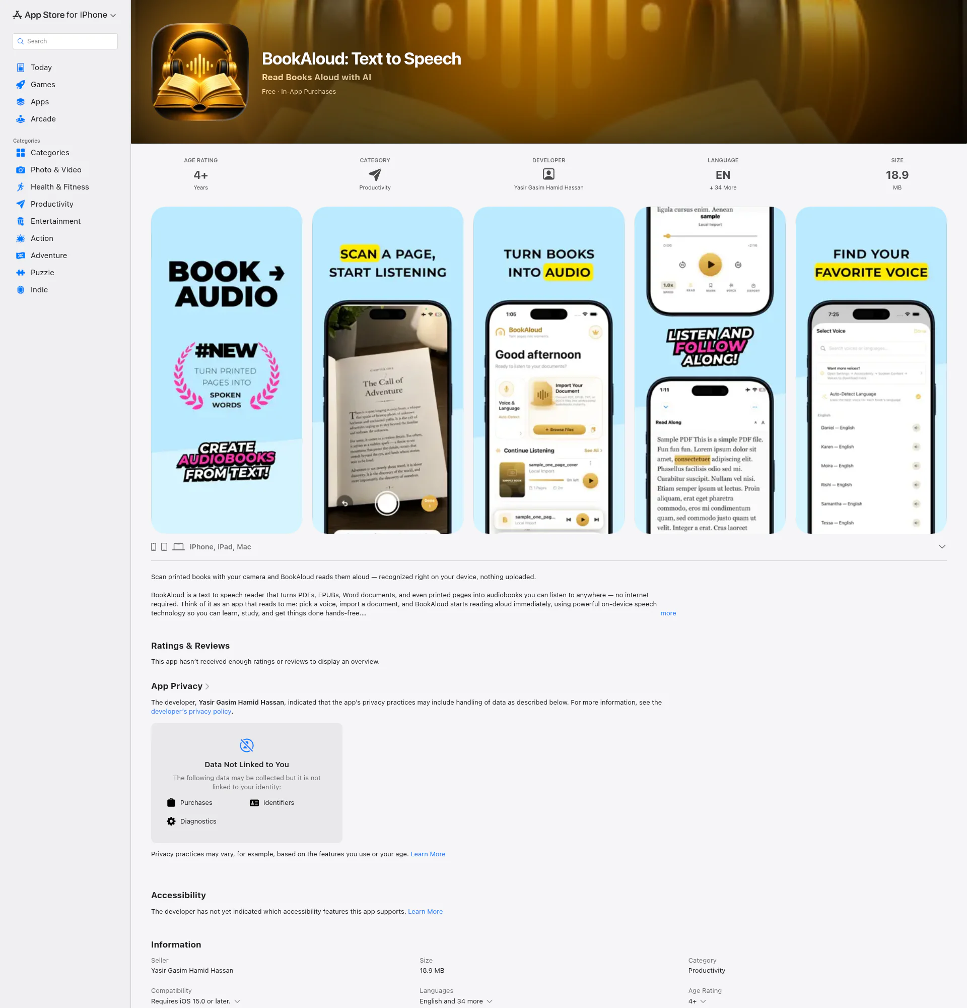 BookAloud landing page