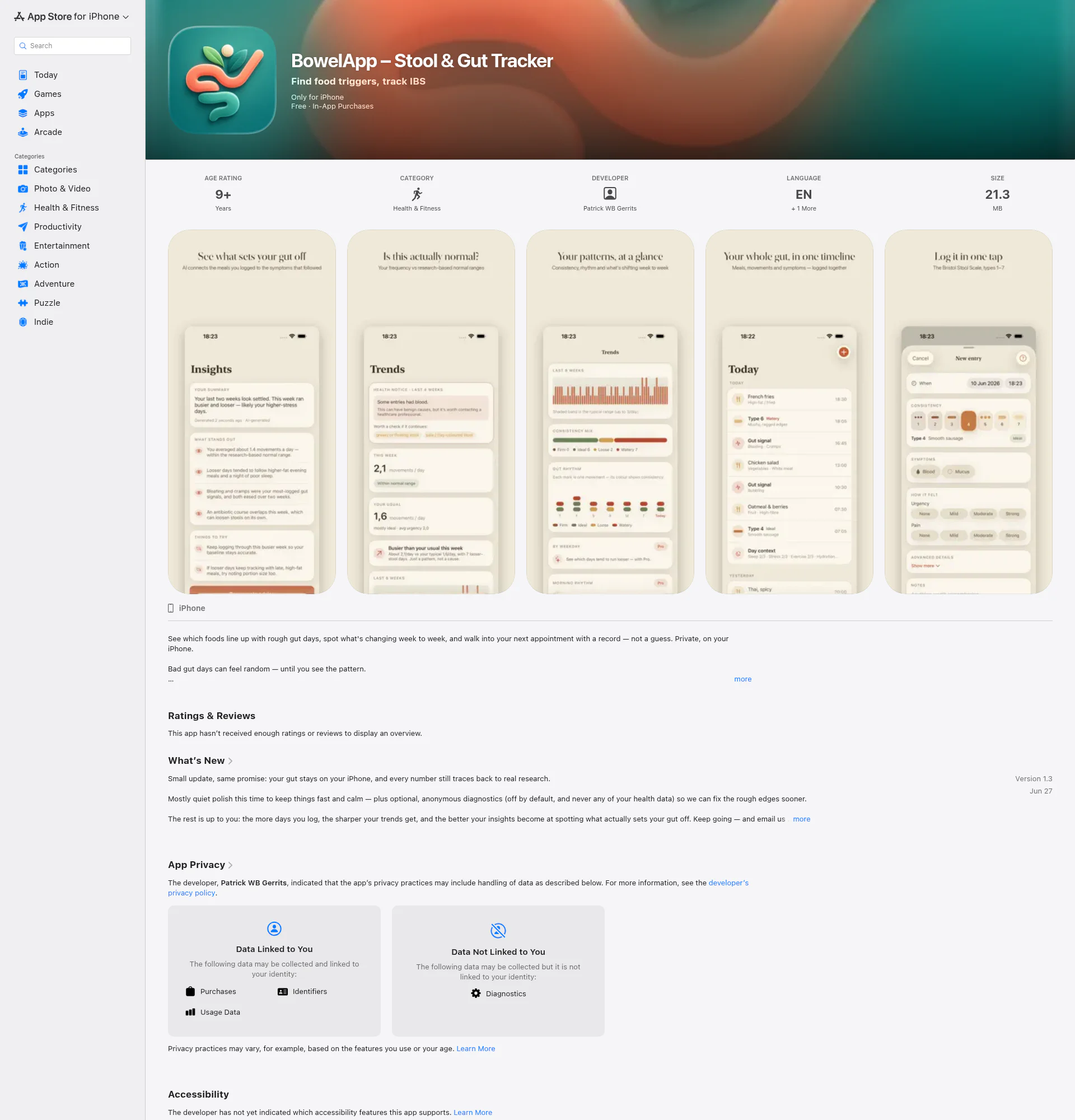 Bowelapp landing page