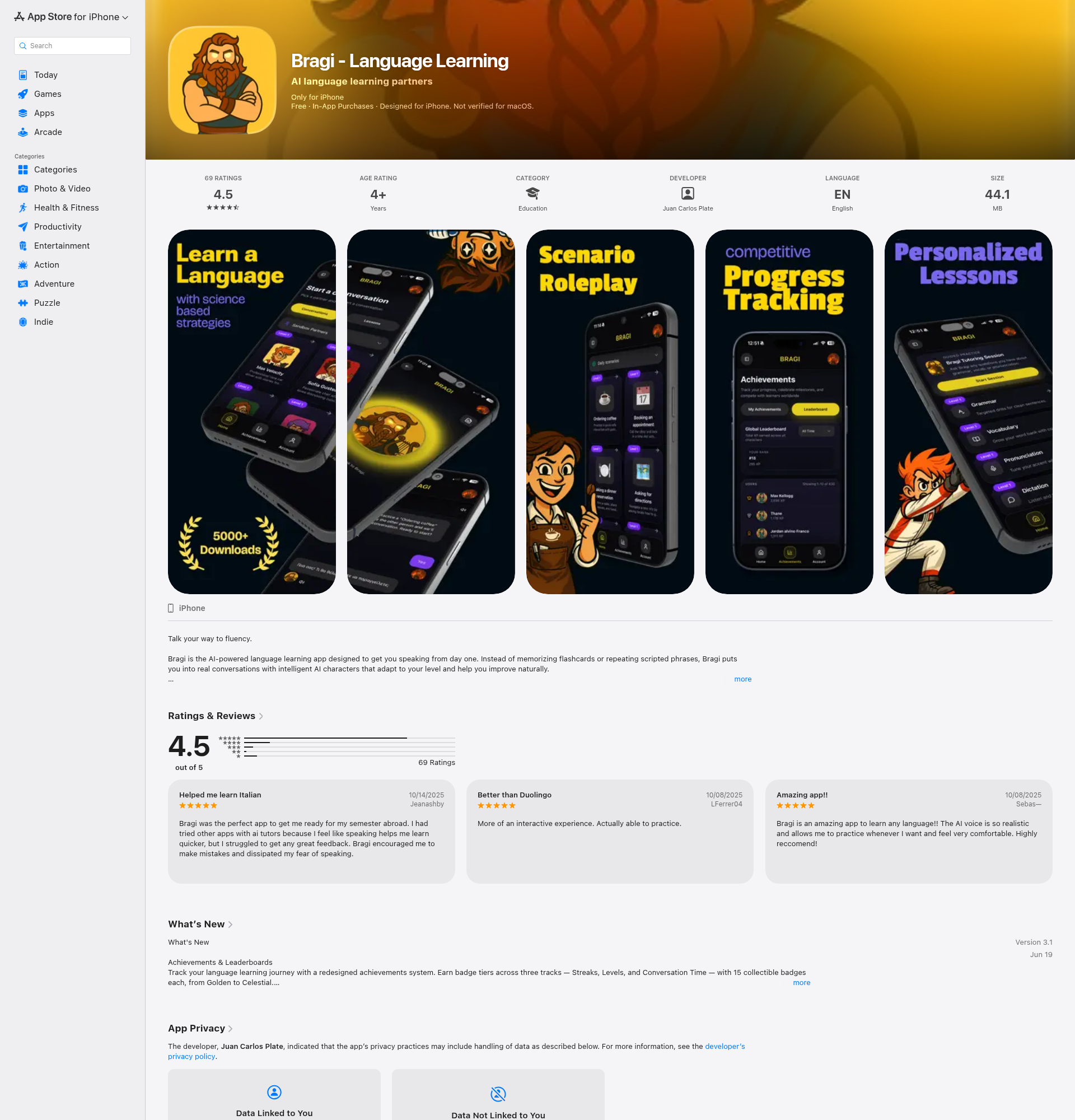 Landing page screenshot for apps.apple.com, 1920 by 2000 pixels