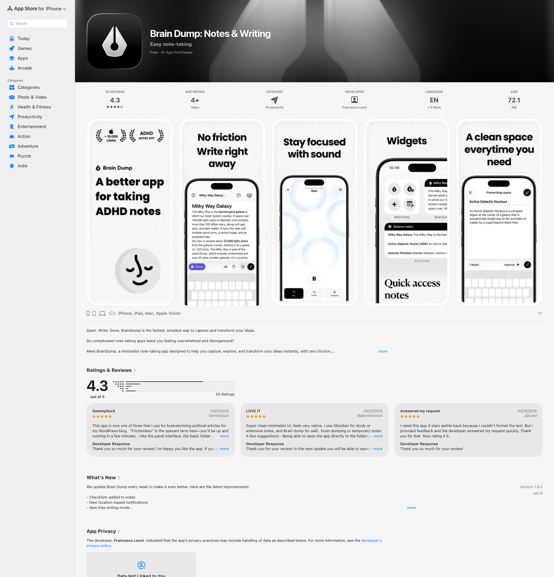 Landing page screenshot for apps.apple.com, 1920 by 2000 pixels