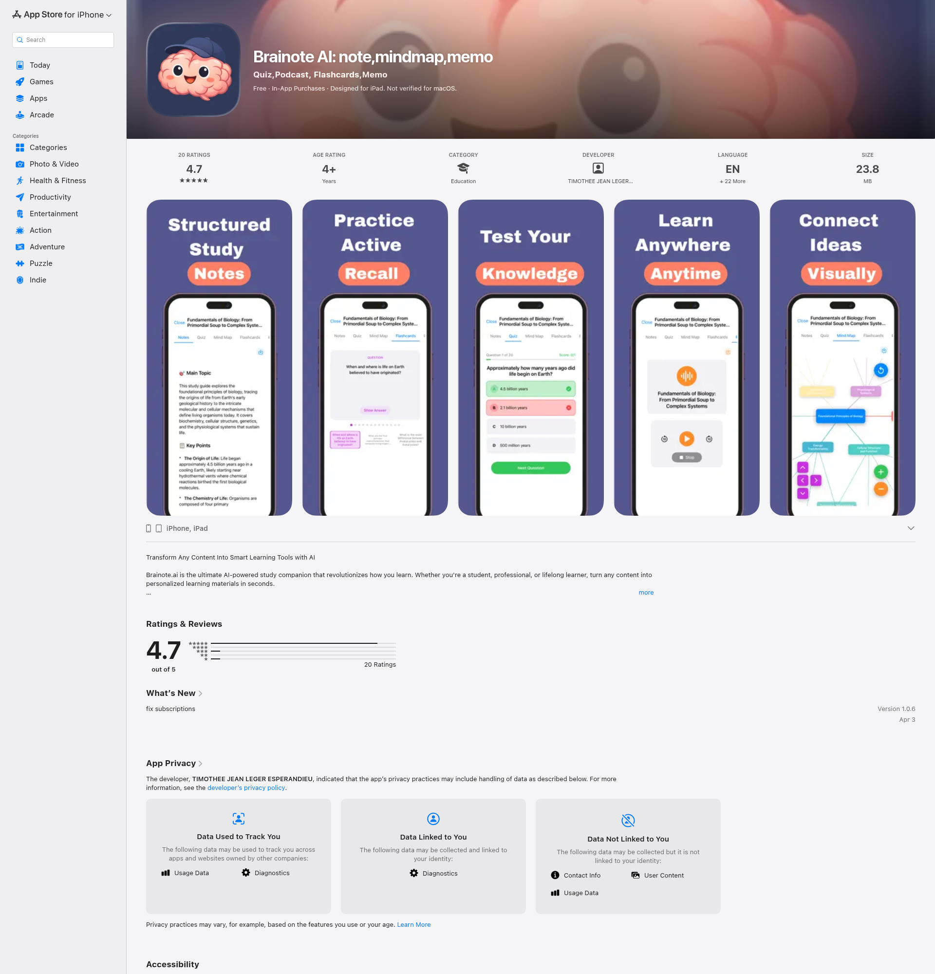 Landing page screenshot for apps.apple.com, 1920 by 2000 pixels