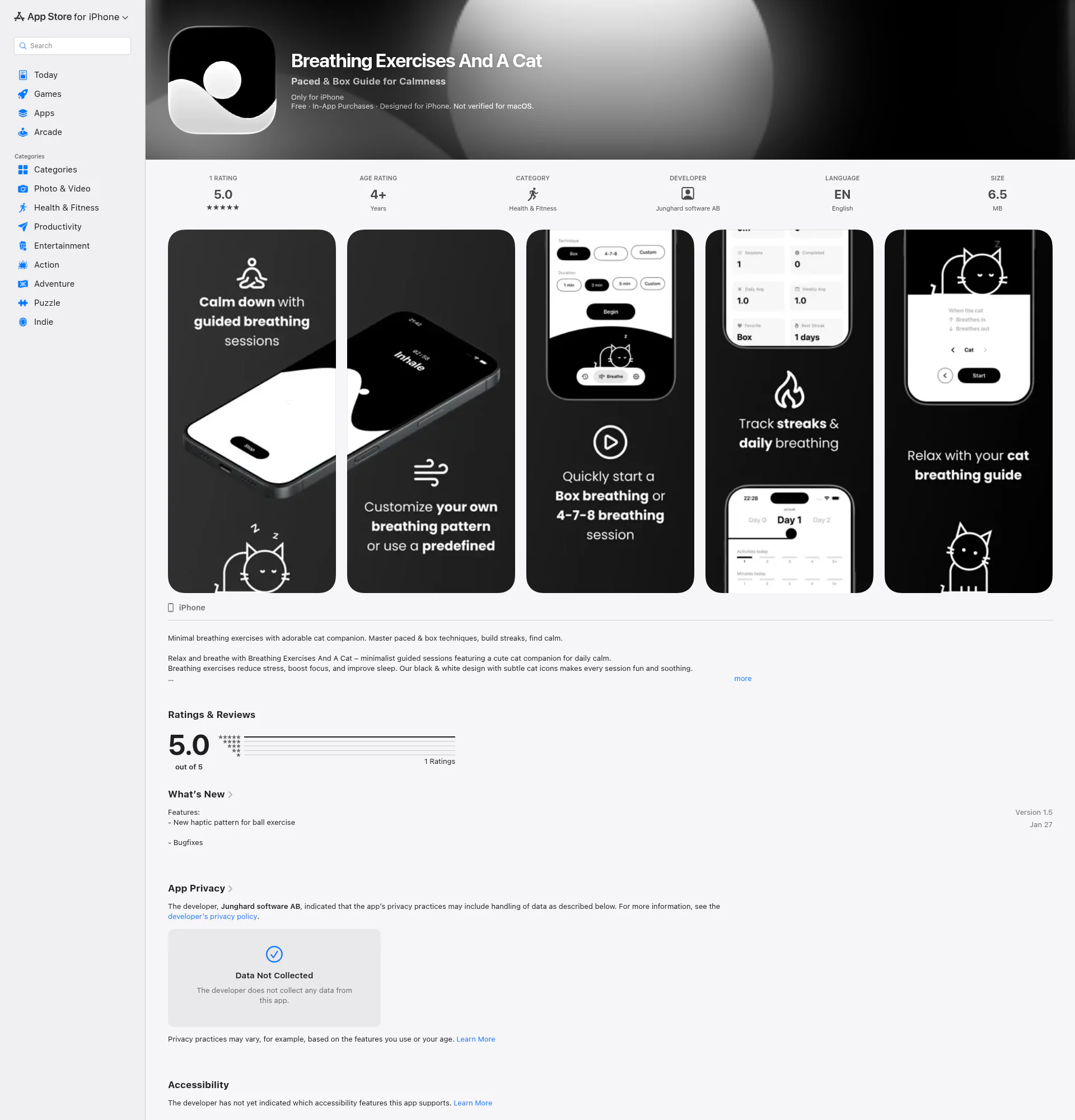 Breathing Exercises And A Cat landing page