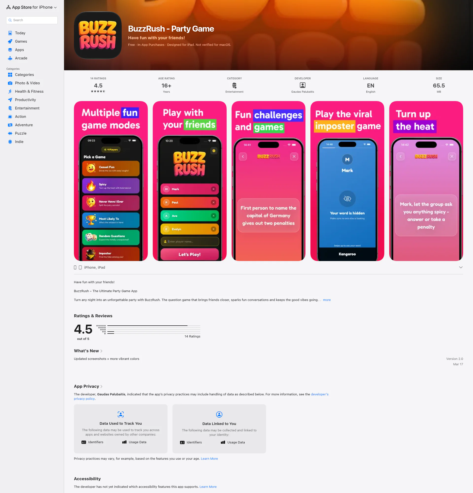 BuzzRush landing page