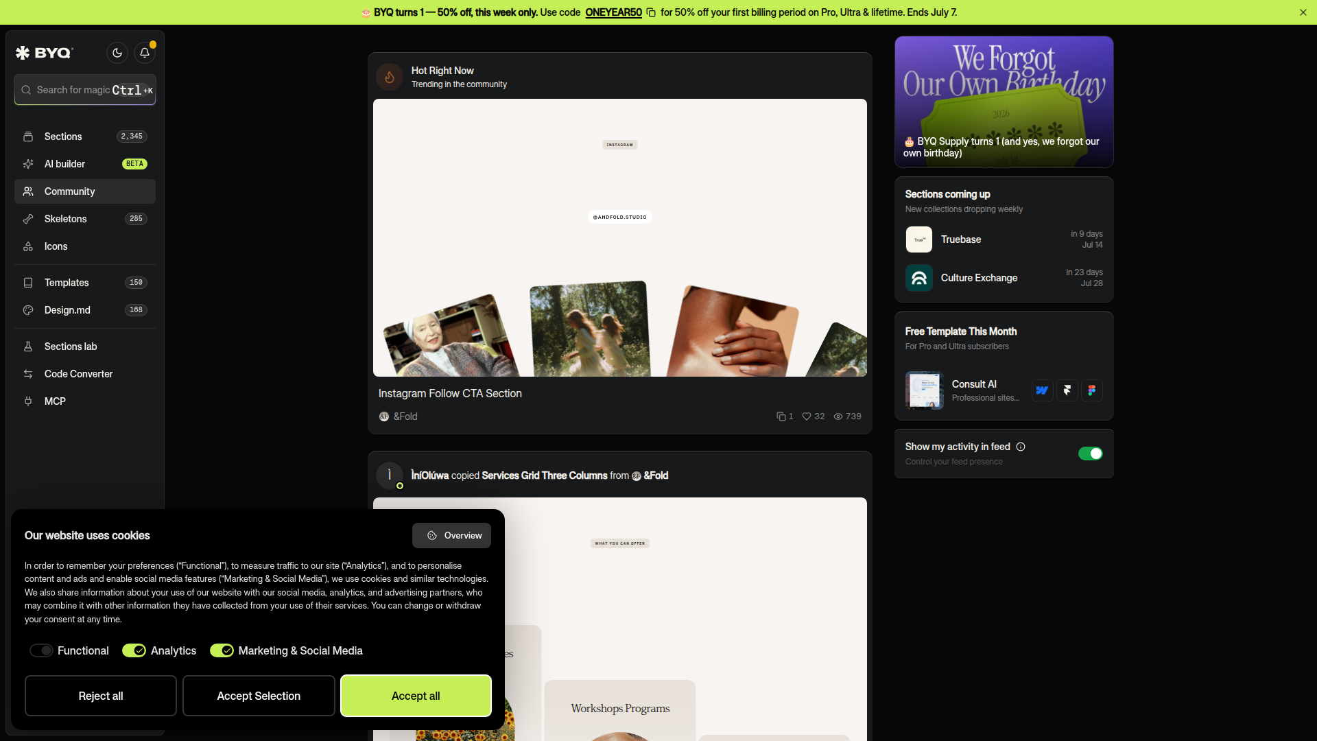 Landing page screenshot for byq.lemonsqueezy.com, 1920 by 1080 pixels