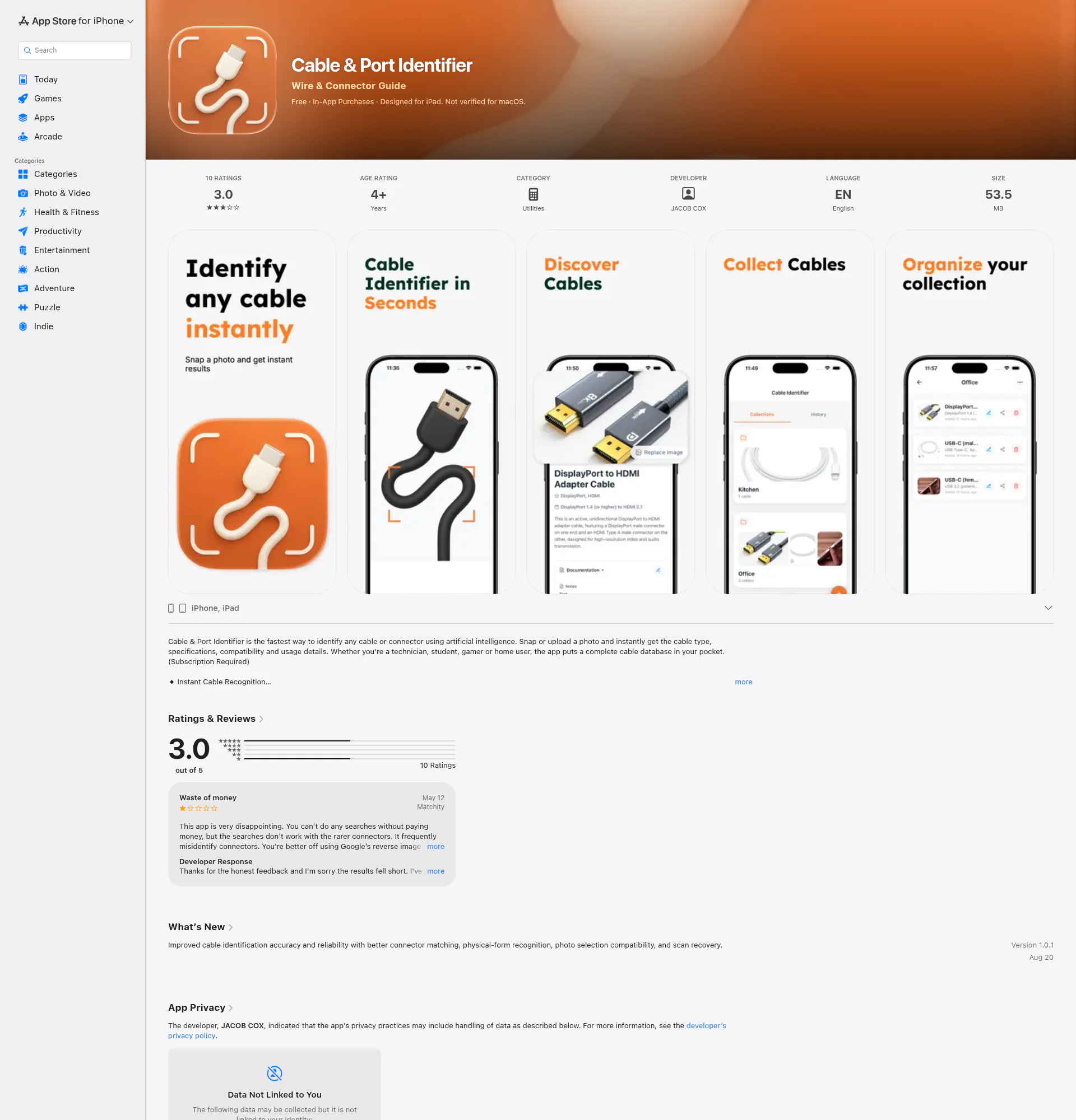 Cable Identifier landing page