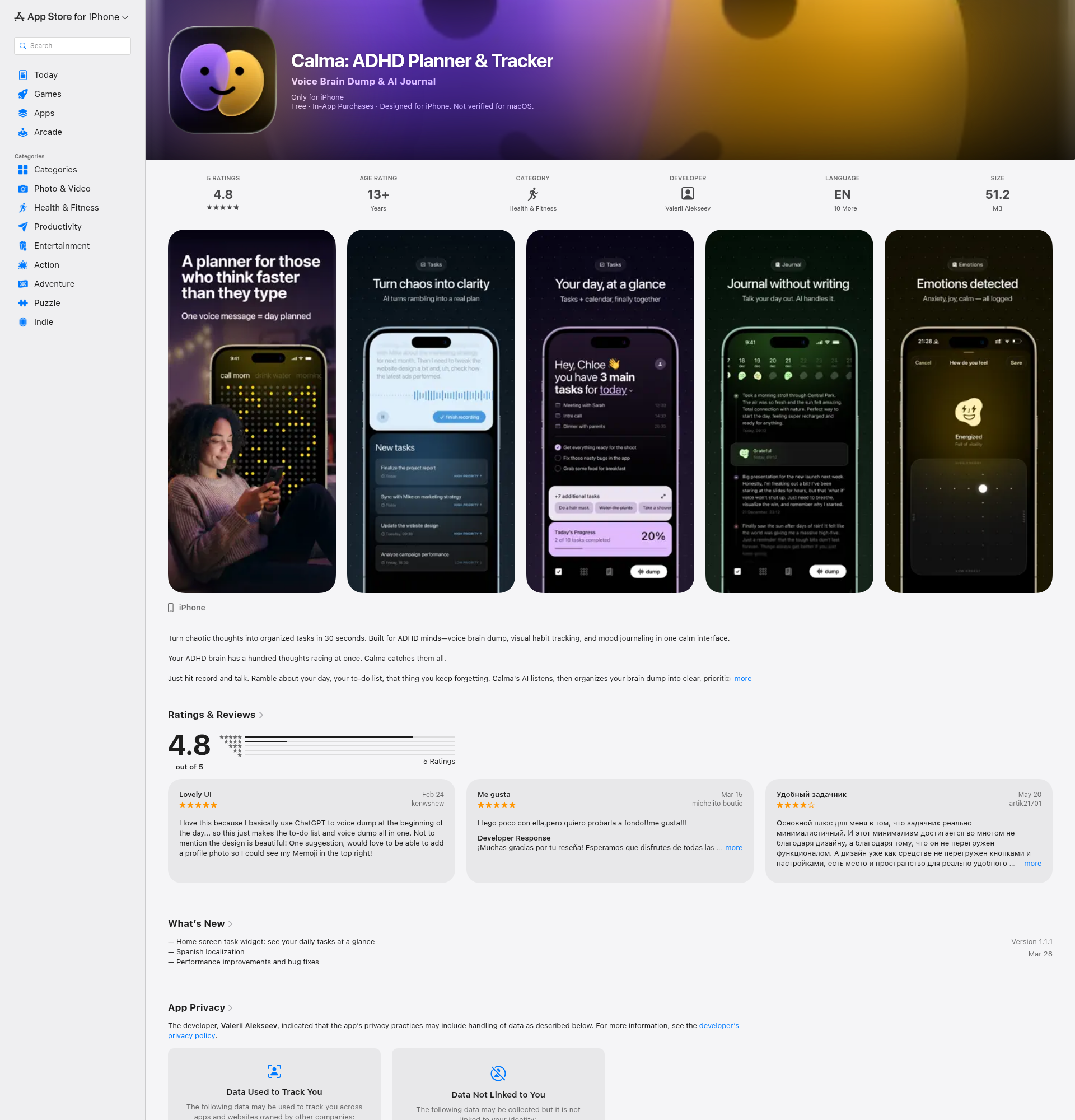 Landing page screenshot for apps.apple.com, 1920 by 2000 pixels