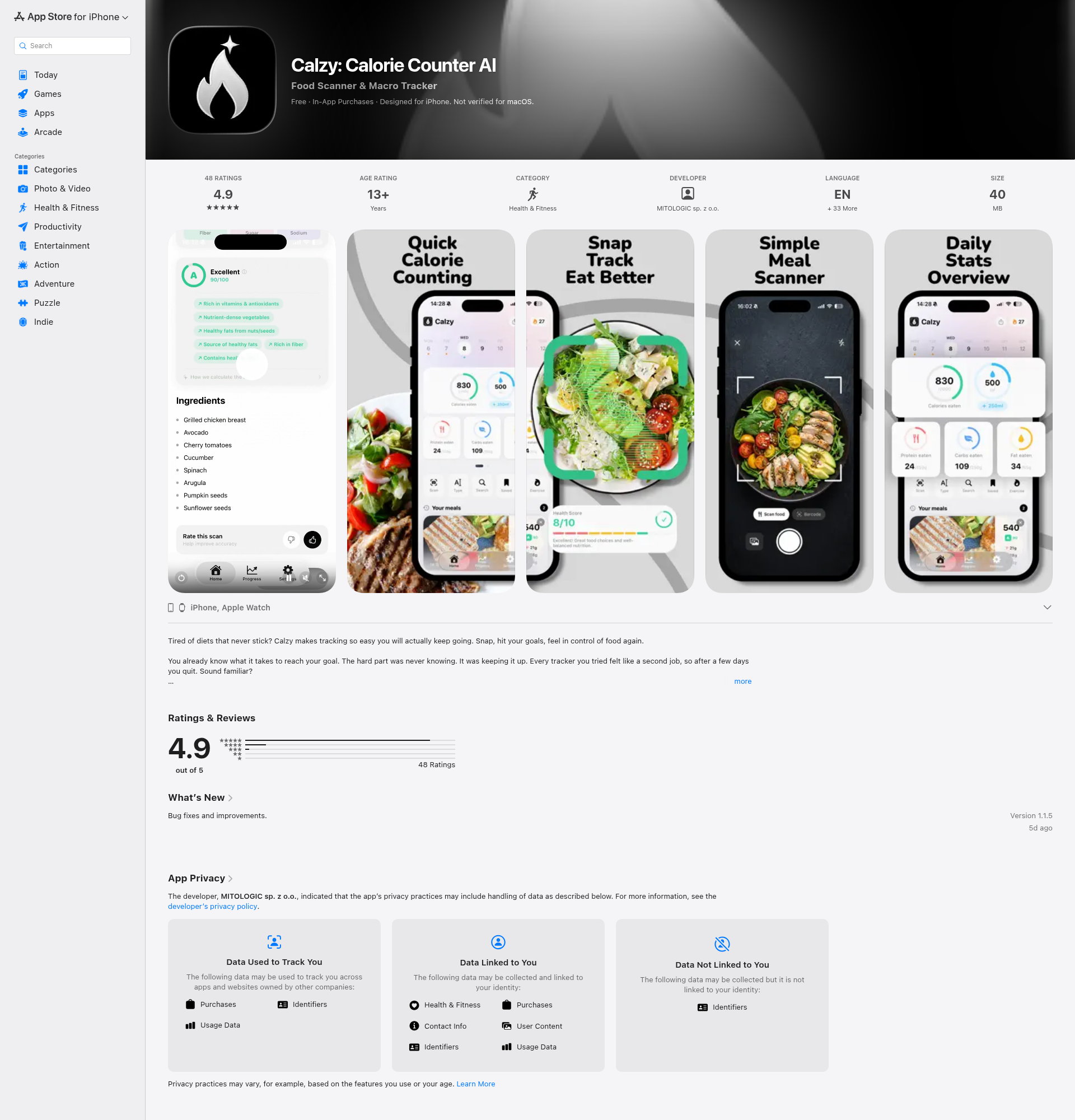 Landing page screenshot for apps.apple.com, 1920 by 2000 pixels