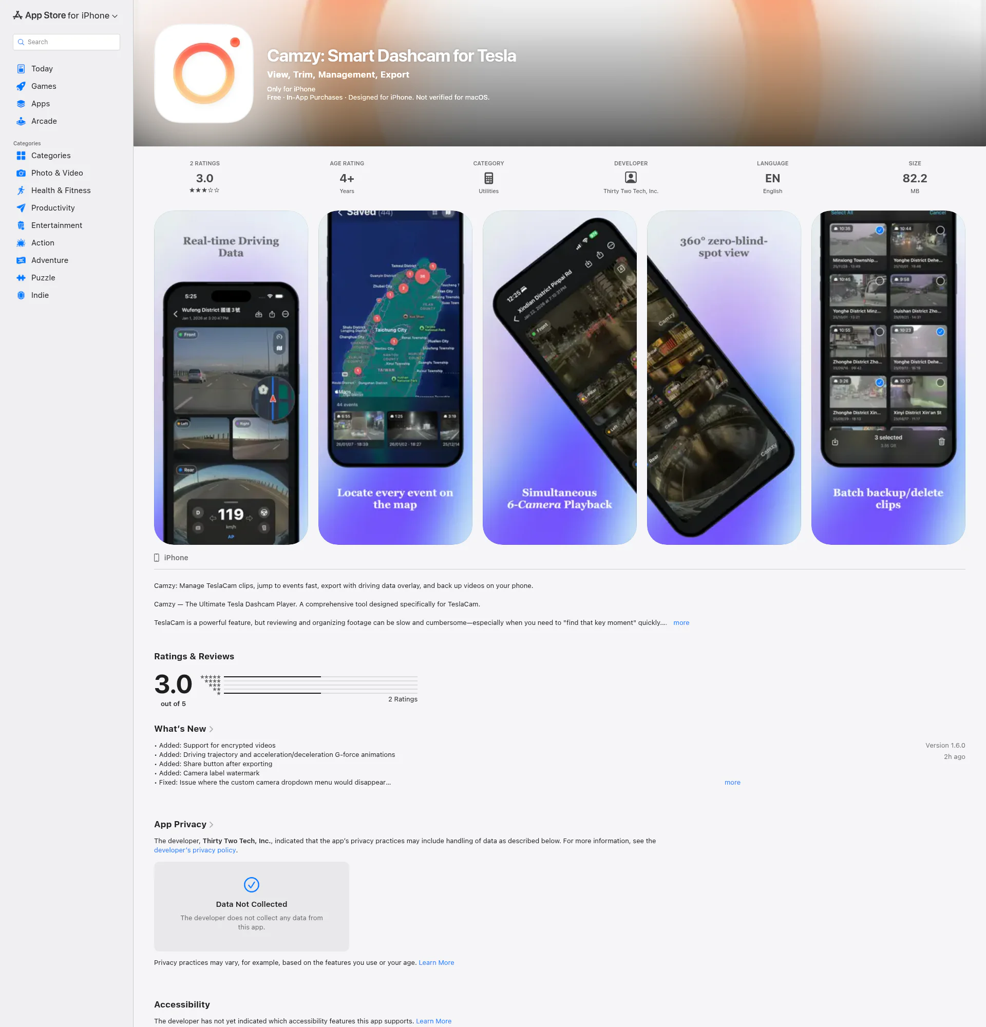 Camzy landing page