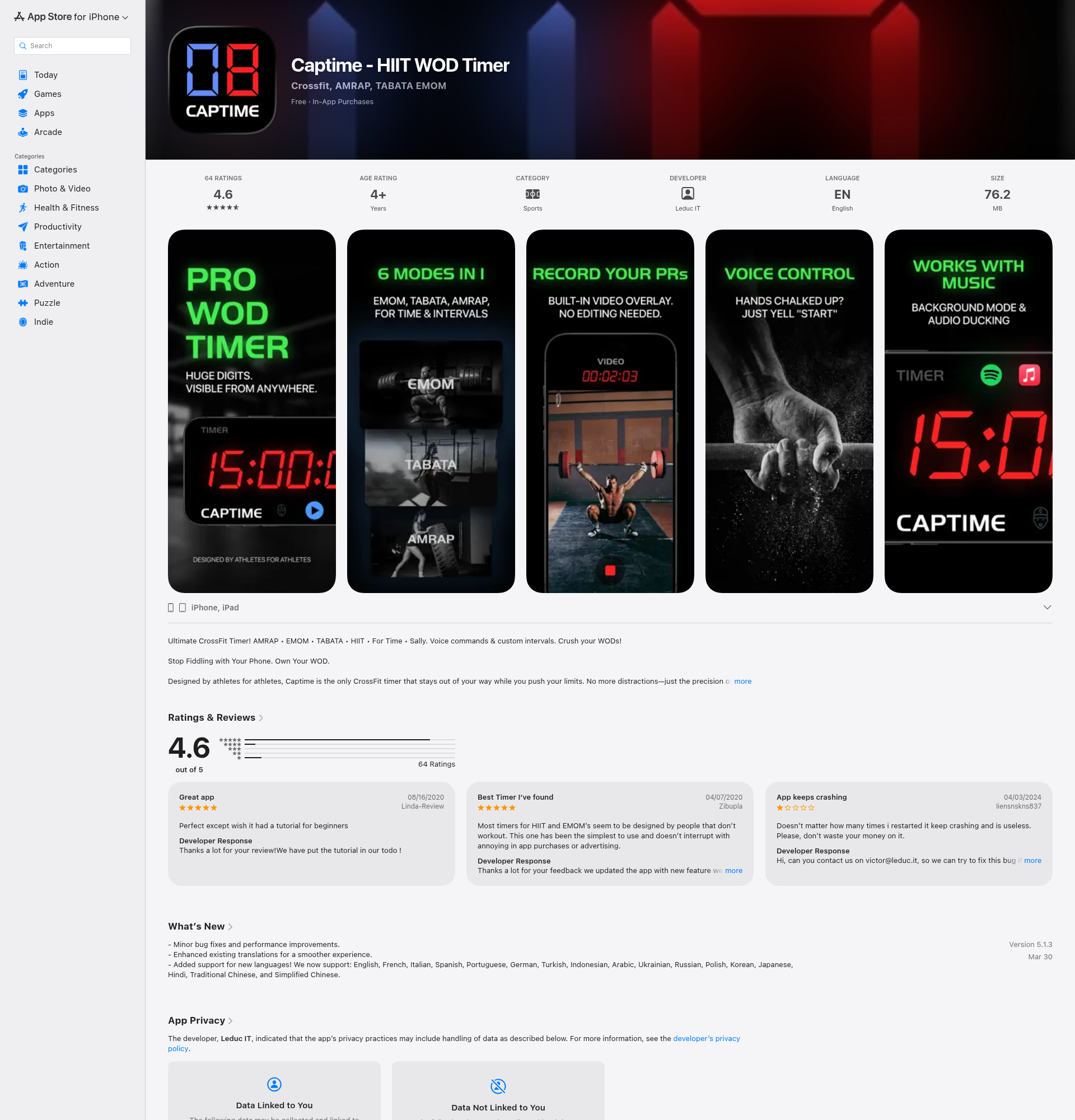 Landing page screenshot for apps.apple.com, 1920 by 2000 pixels