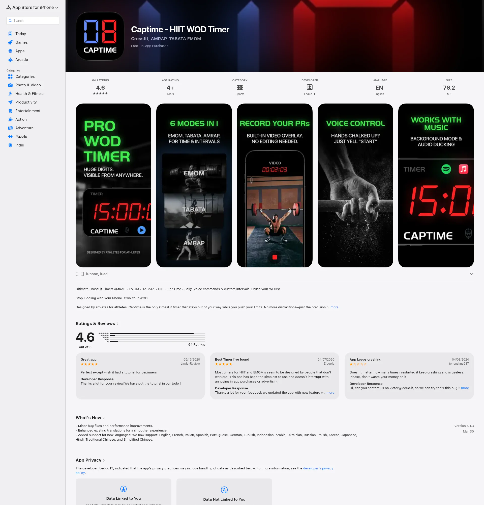 Captime landing page