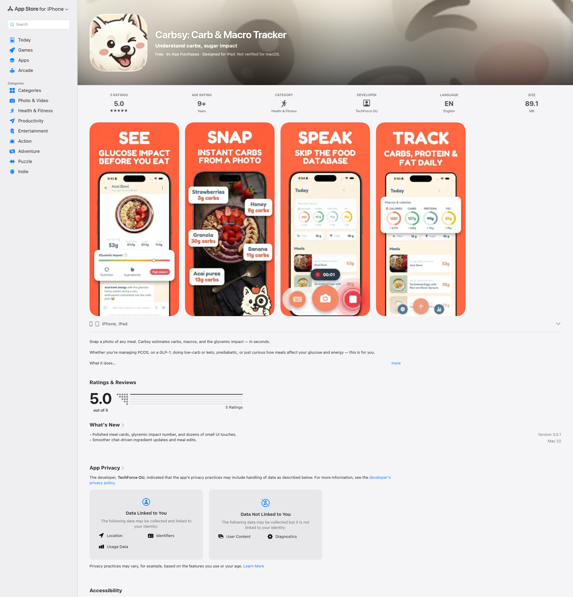 Landing page screenshot for apps.apple.com, 1920 by 2000 pixels