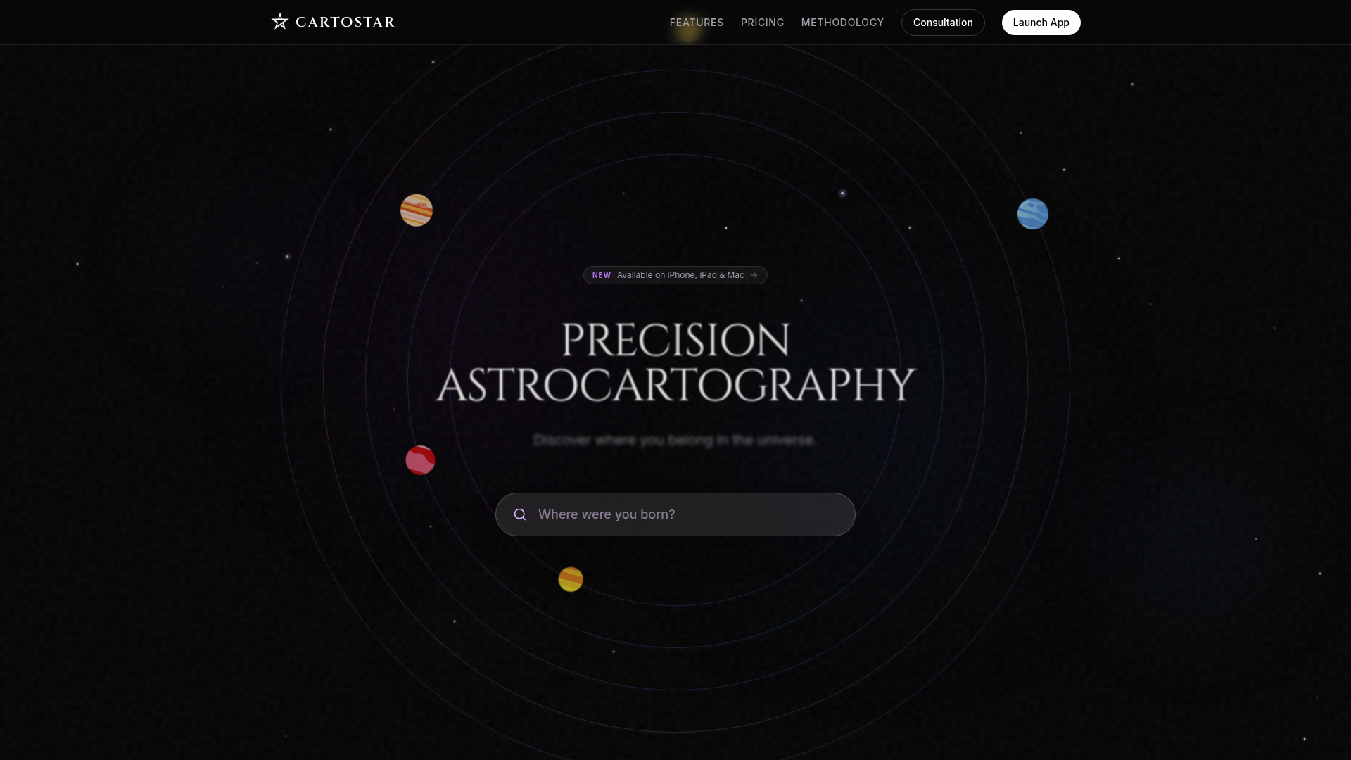Landing page screenshot for cartostar.com, 1920 by 1080 pixels