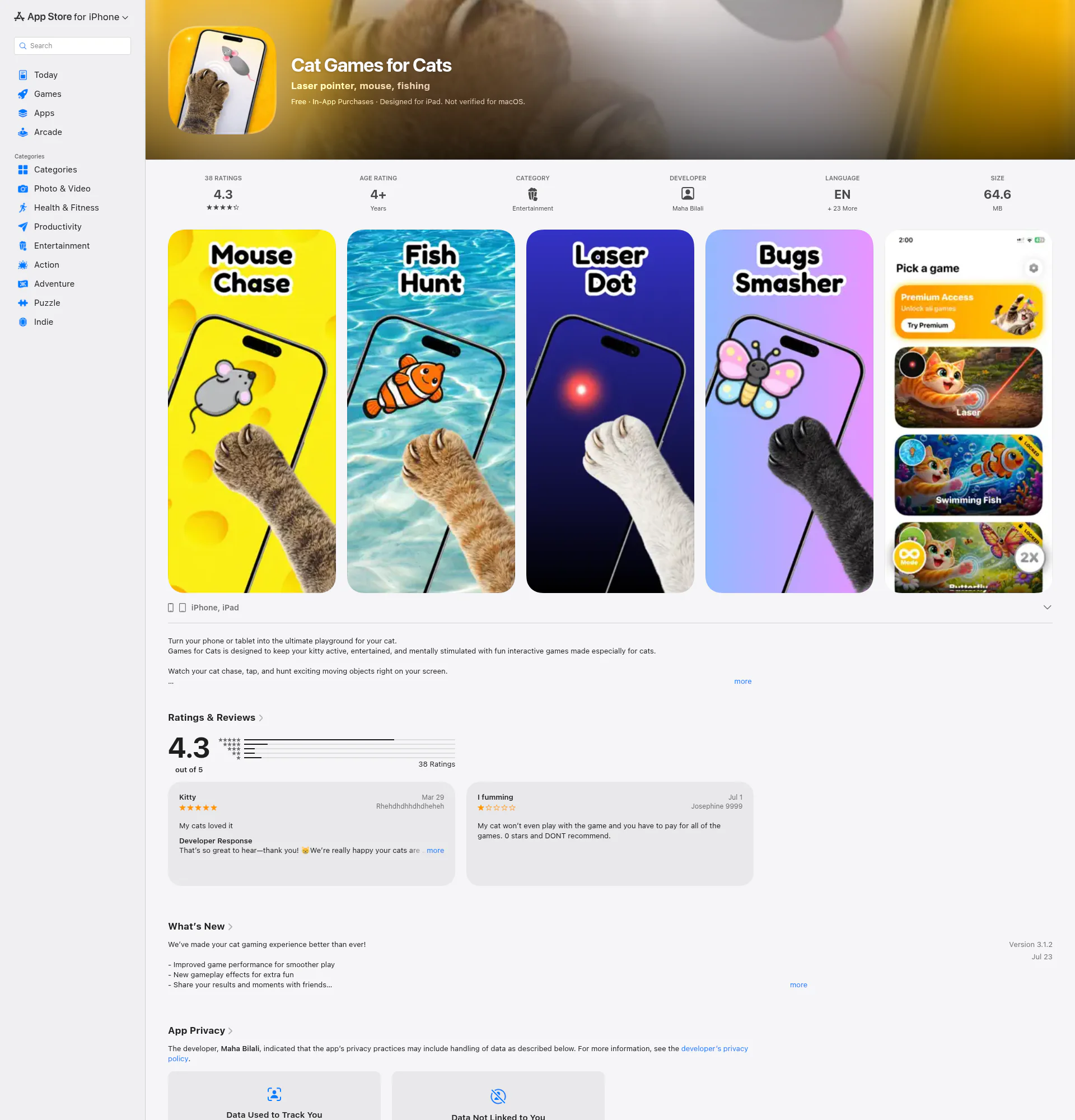 Cat Games landing page