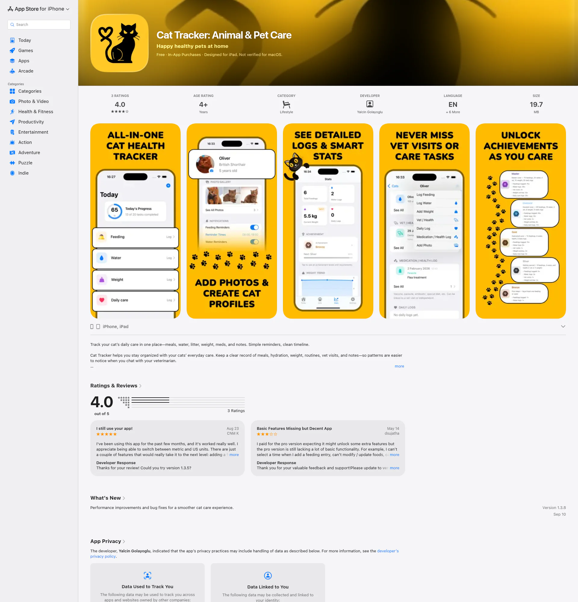 Cat Tracker landing page