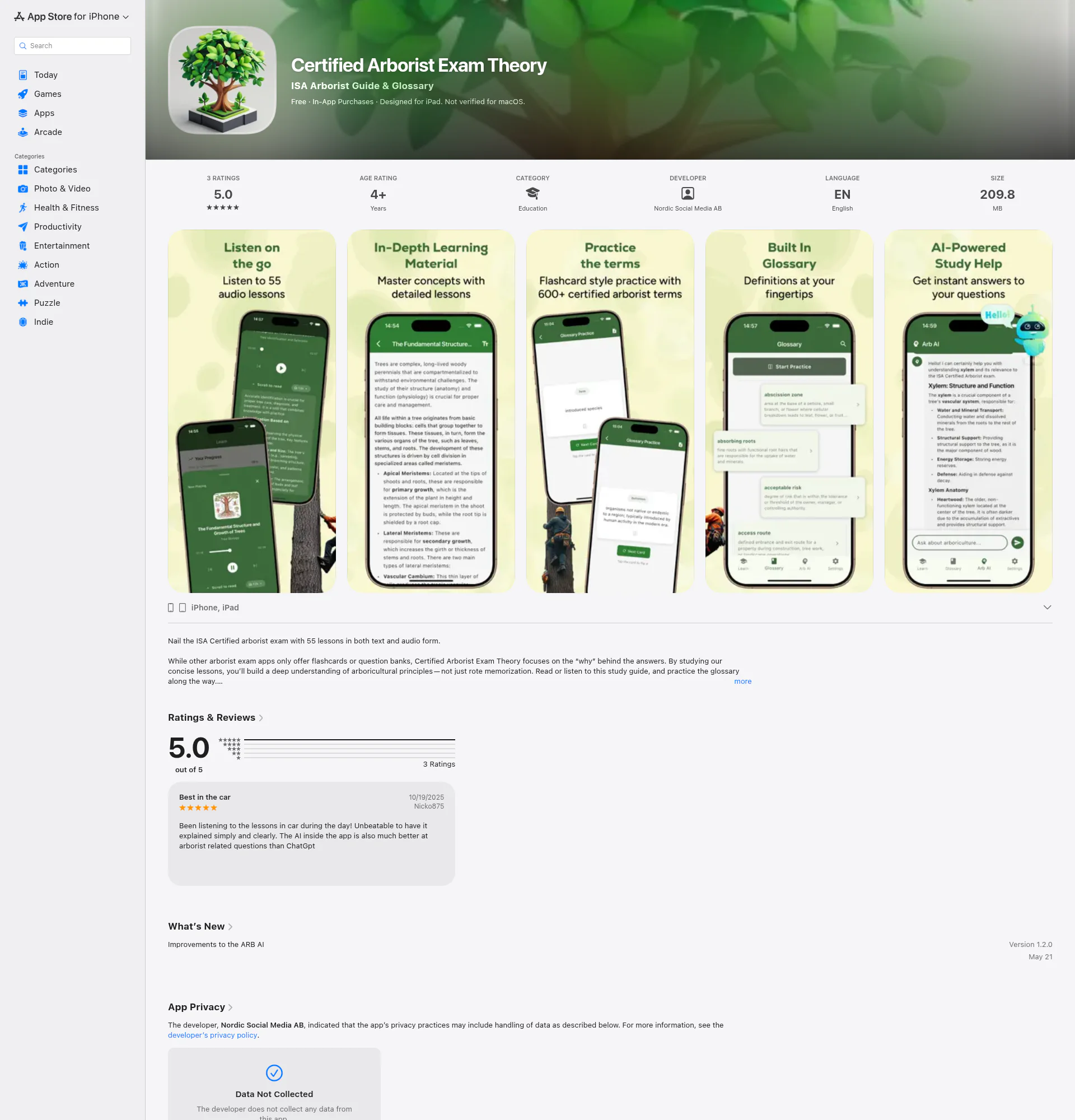 Certified Arborist Theory landing page