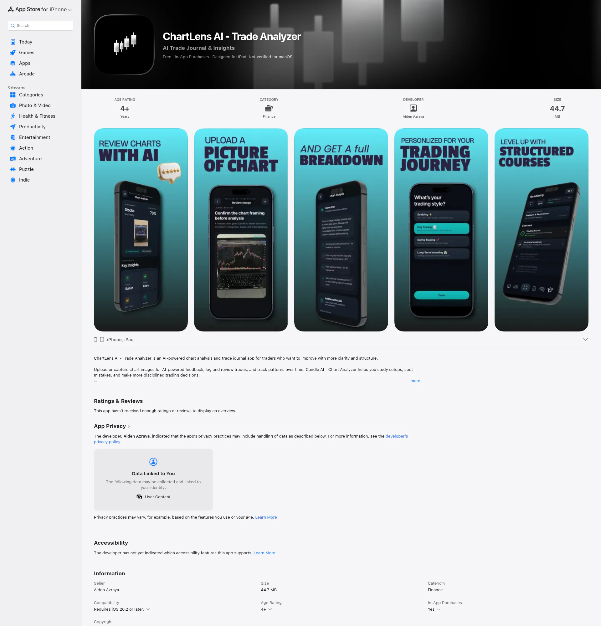 ChartLens AI landing page