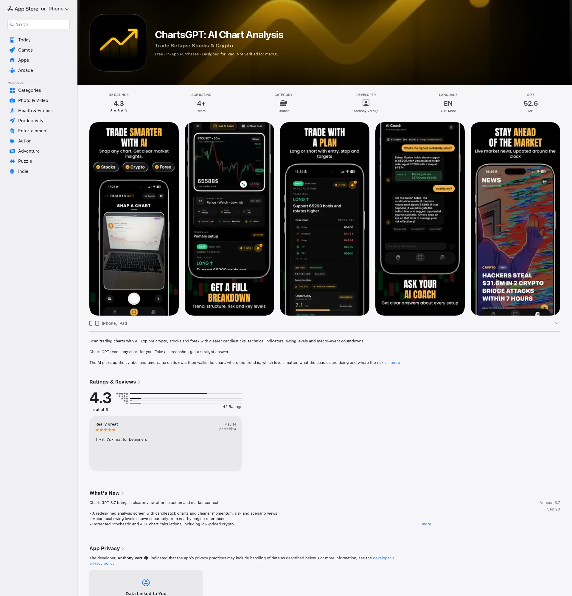 ChartsGPT landing page