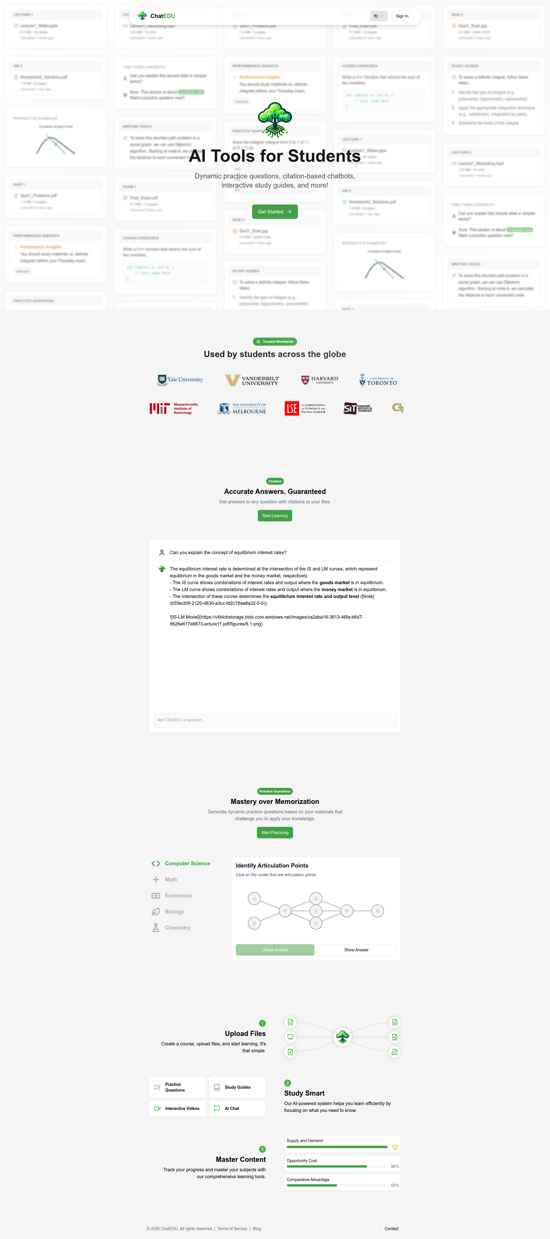 Landing page screenshot for chatedu.io, 1920 by 4320 pixels