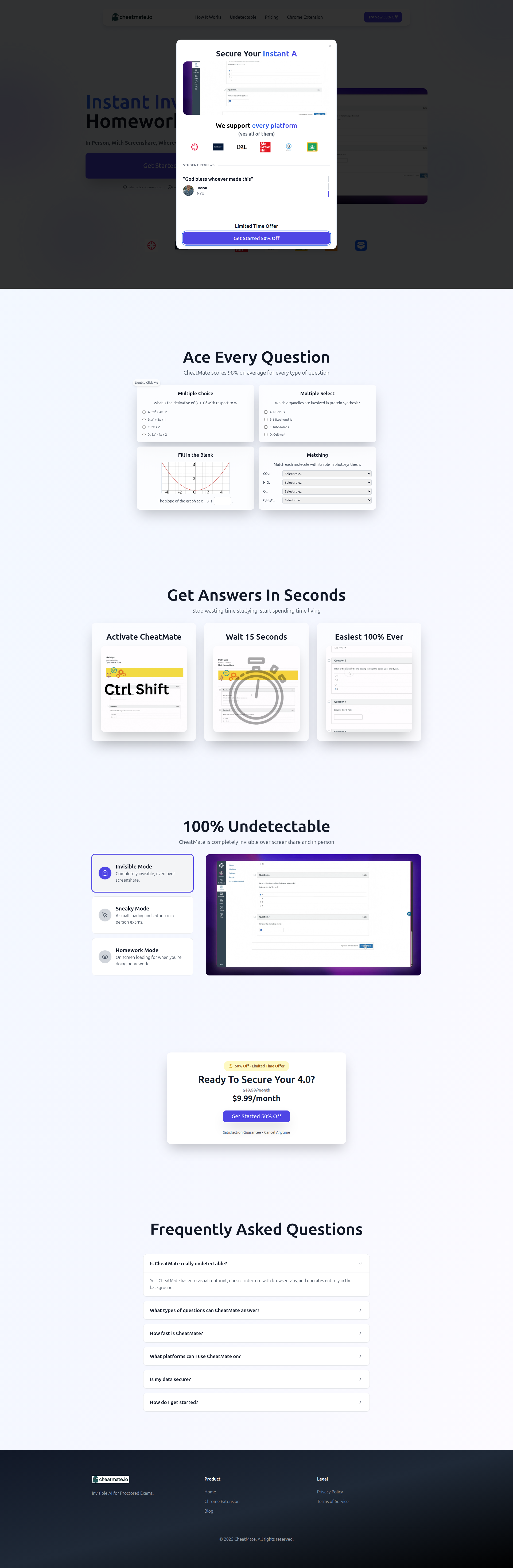 Landing page screenshot for cheatmate.io, 1920 by 5864 pixels