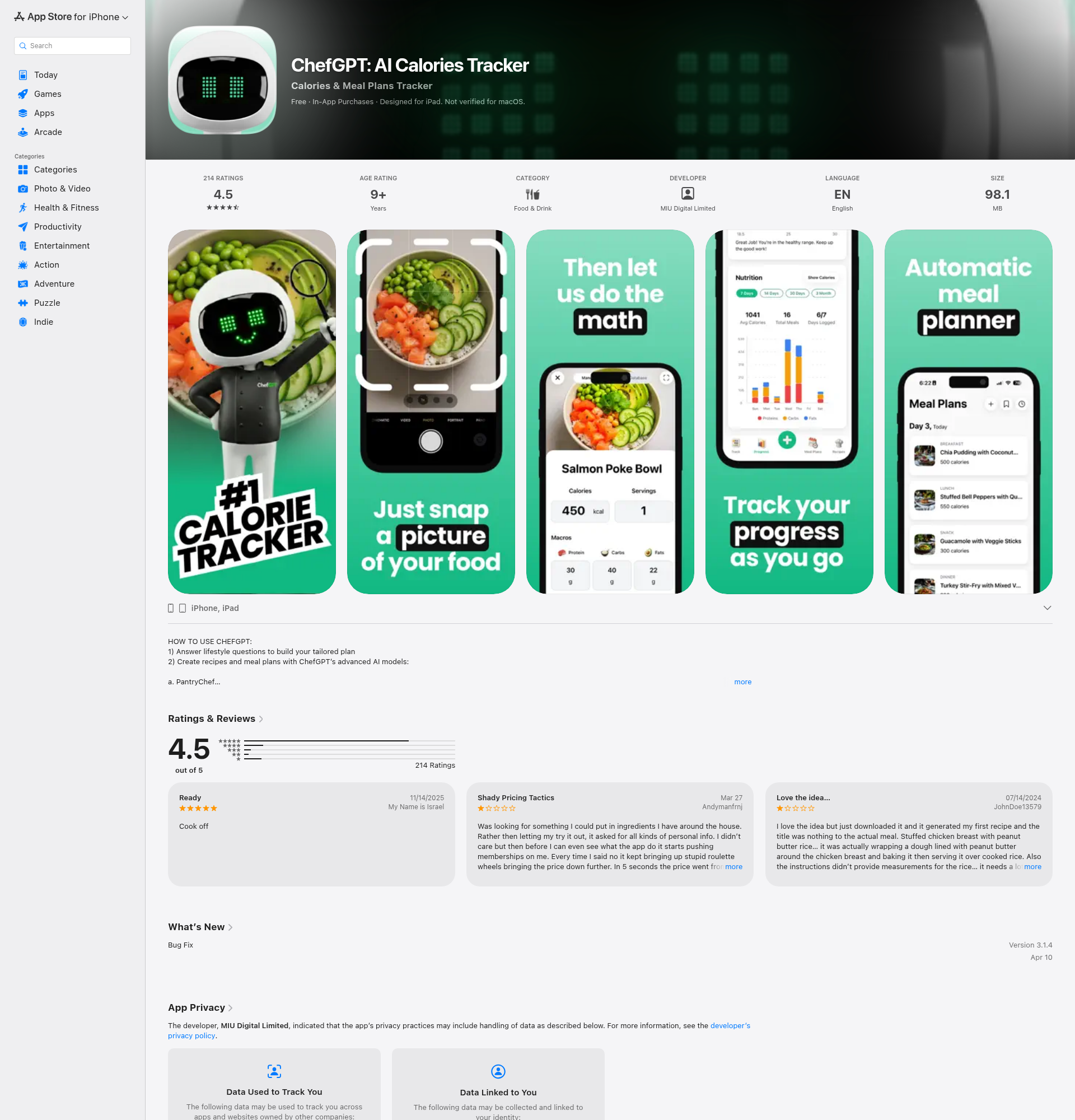 Landing page screenshot for apps.apple.com, 1920 by 2000 pixels