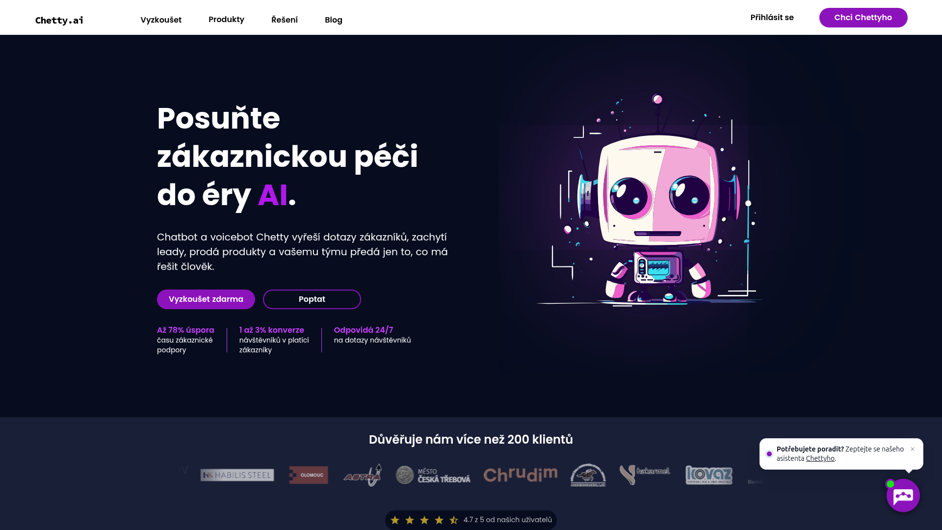 Landing page screenshot for chetty.ai, 1920 by 1080 pixels