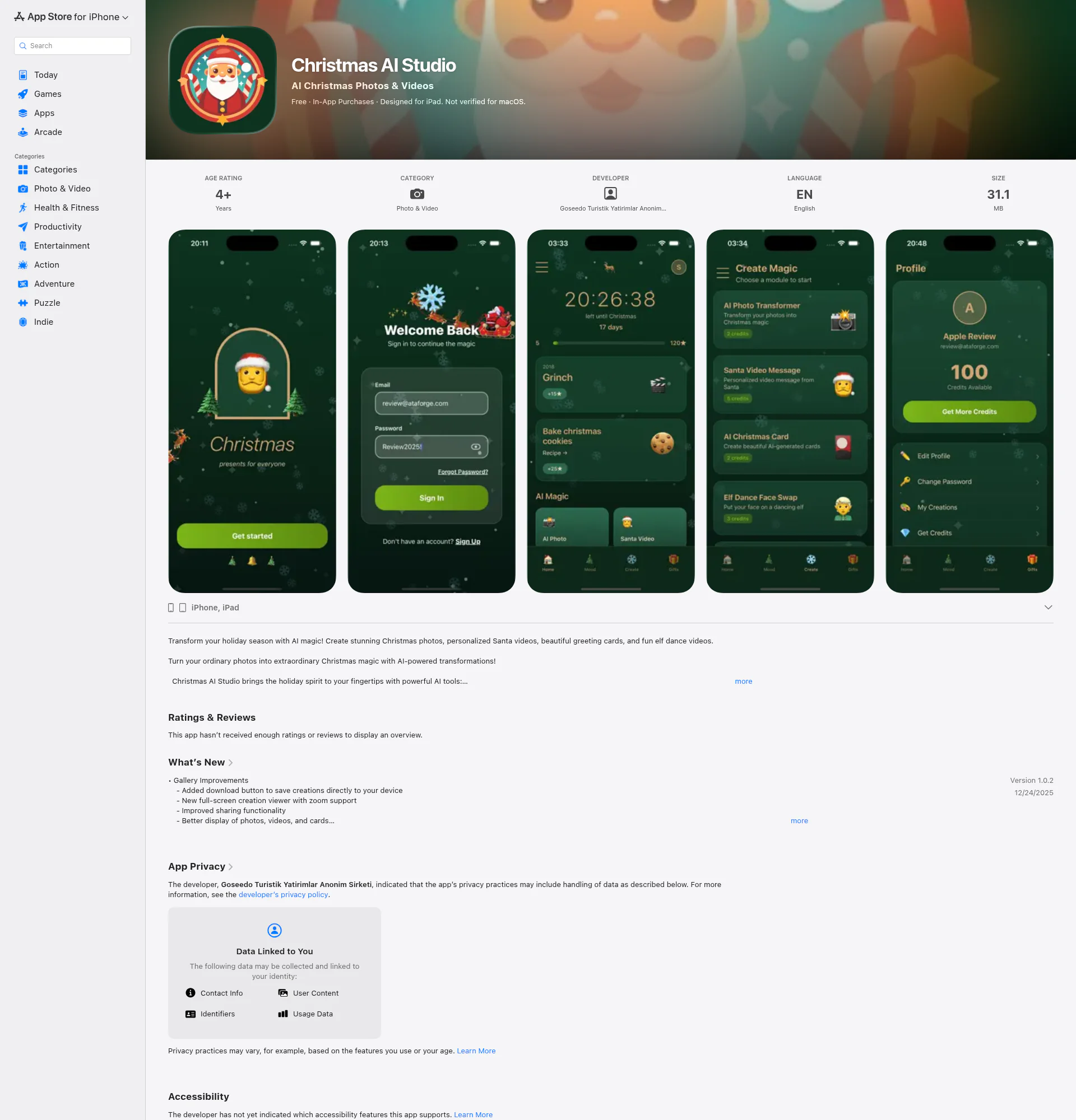 Christmas-AI-Studio landing page