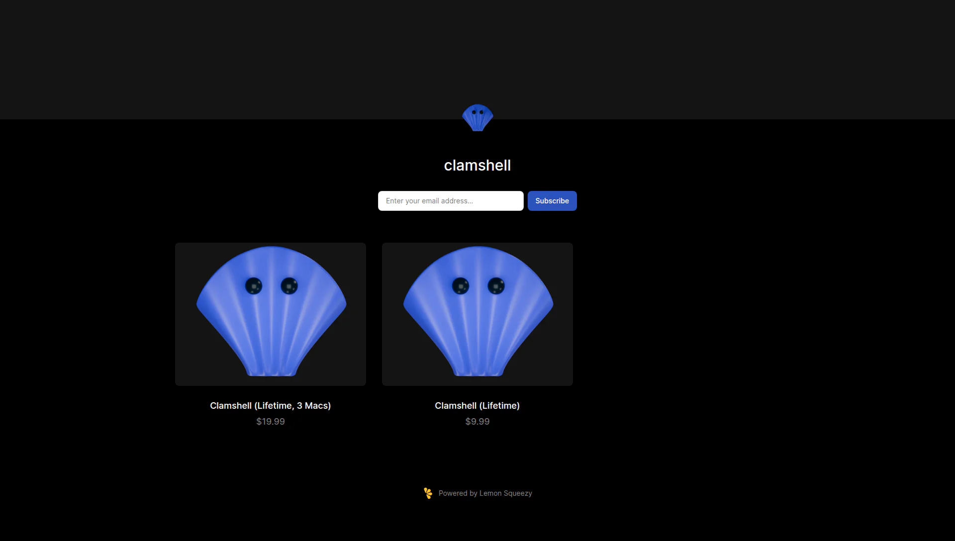 Clamshell landing page