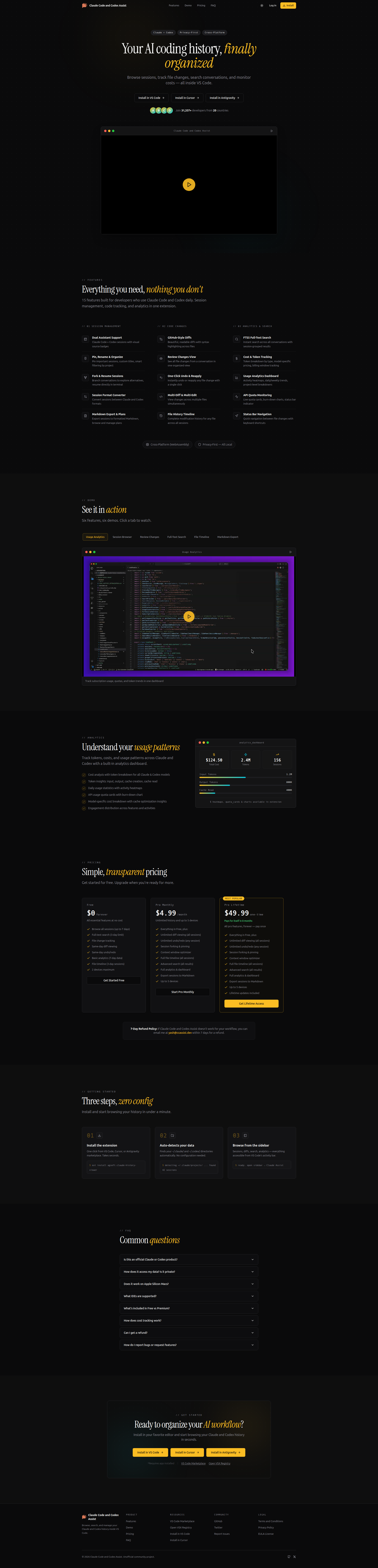 Landing page screenshot for ccassist.dev, 1920 by 7965 pixels