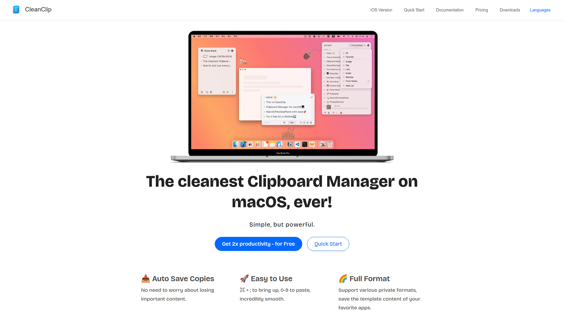 Landing page screenshot for cleanclip.cc, 1920 by 1080 pixels