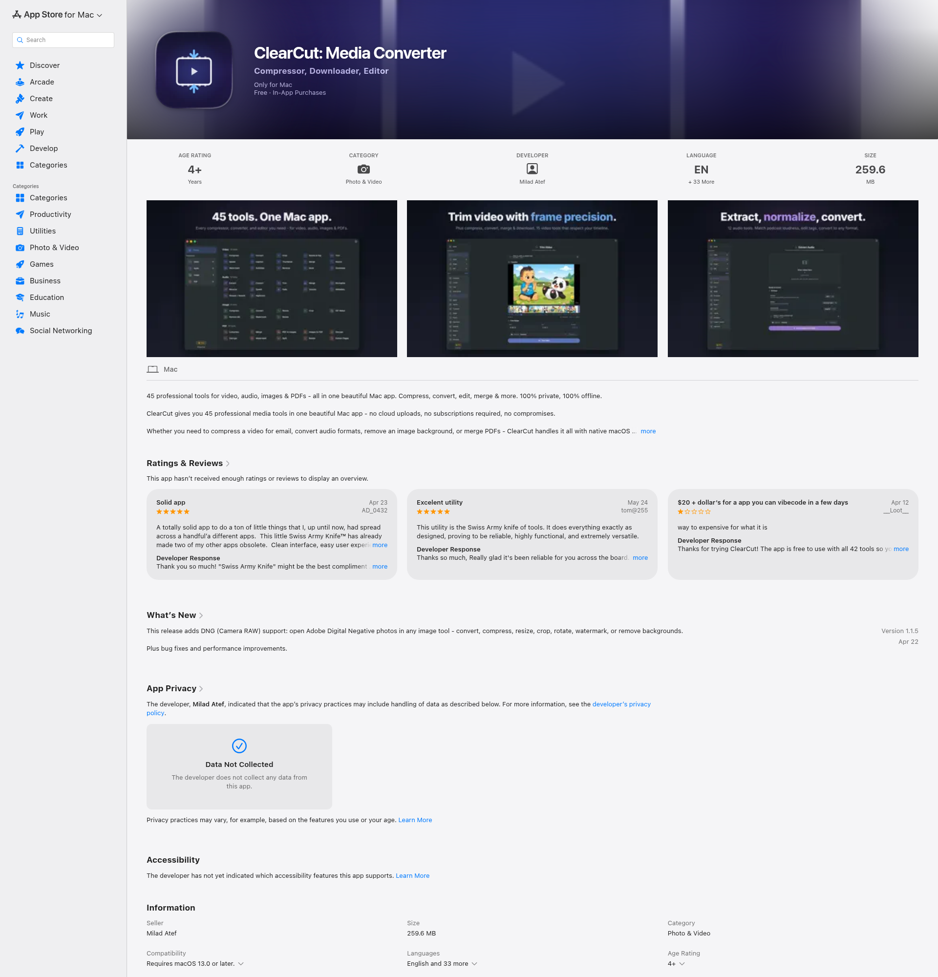 Landing page screenshot for apps.apple.com, 1920 by 2000 pixels