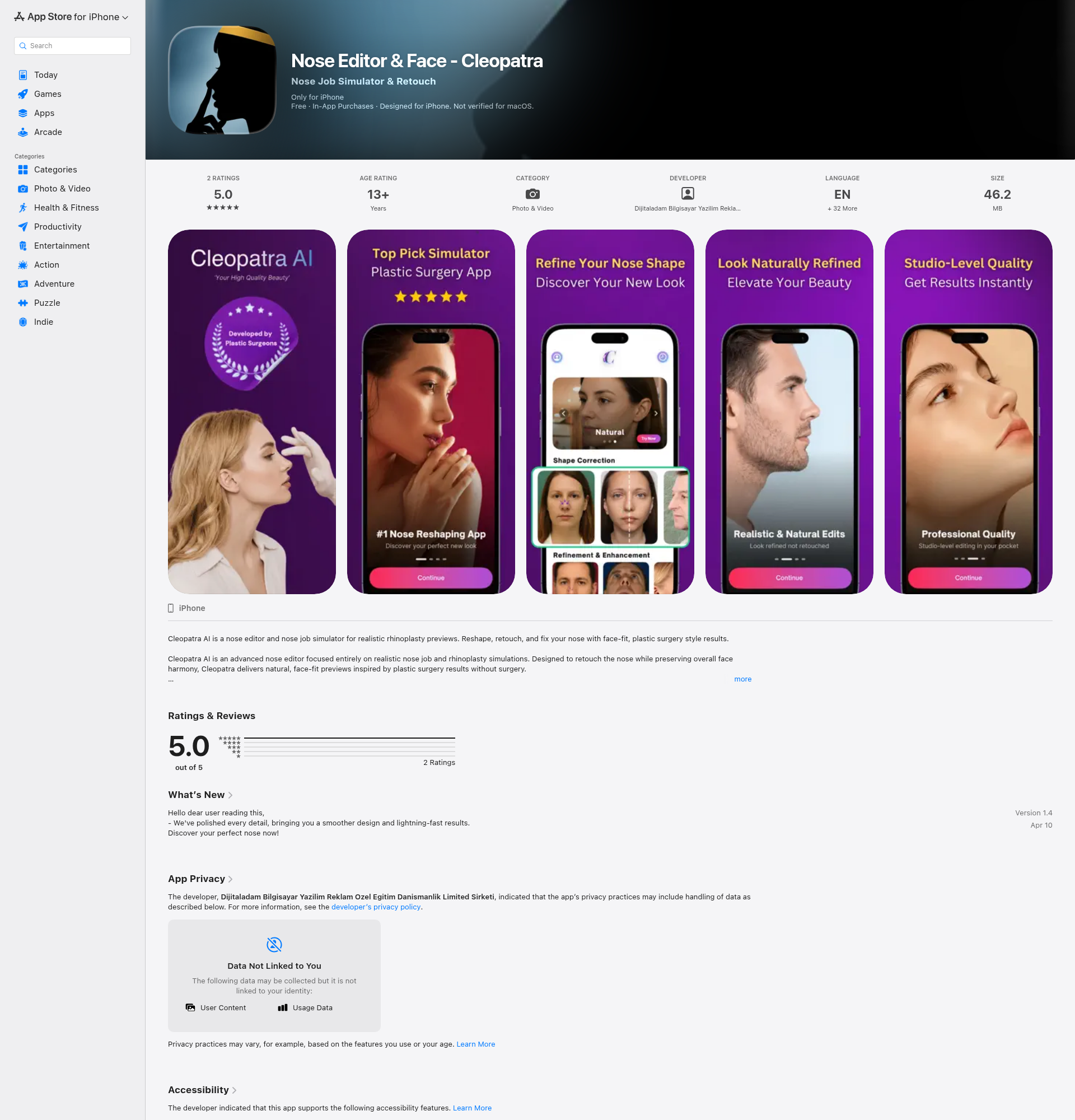 Landing page screenshot for apps.apple.com, 1920 by 2000 pixels