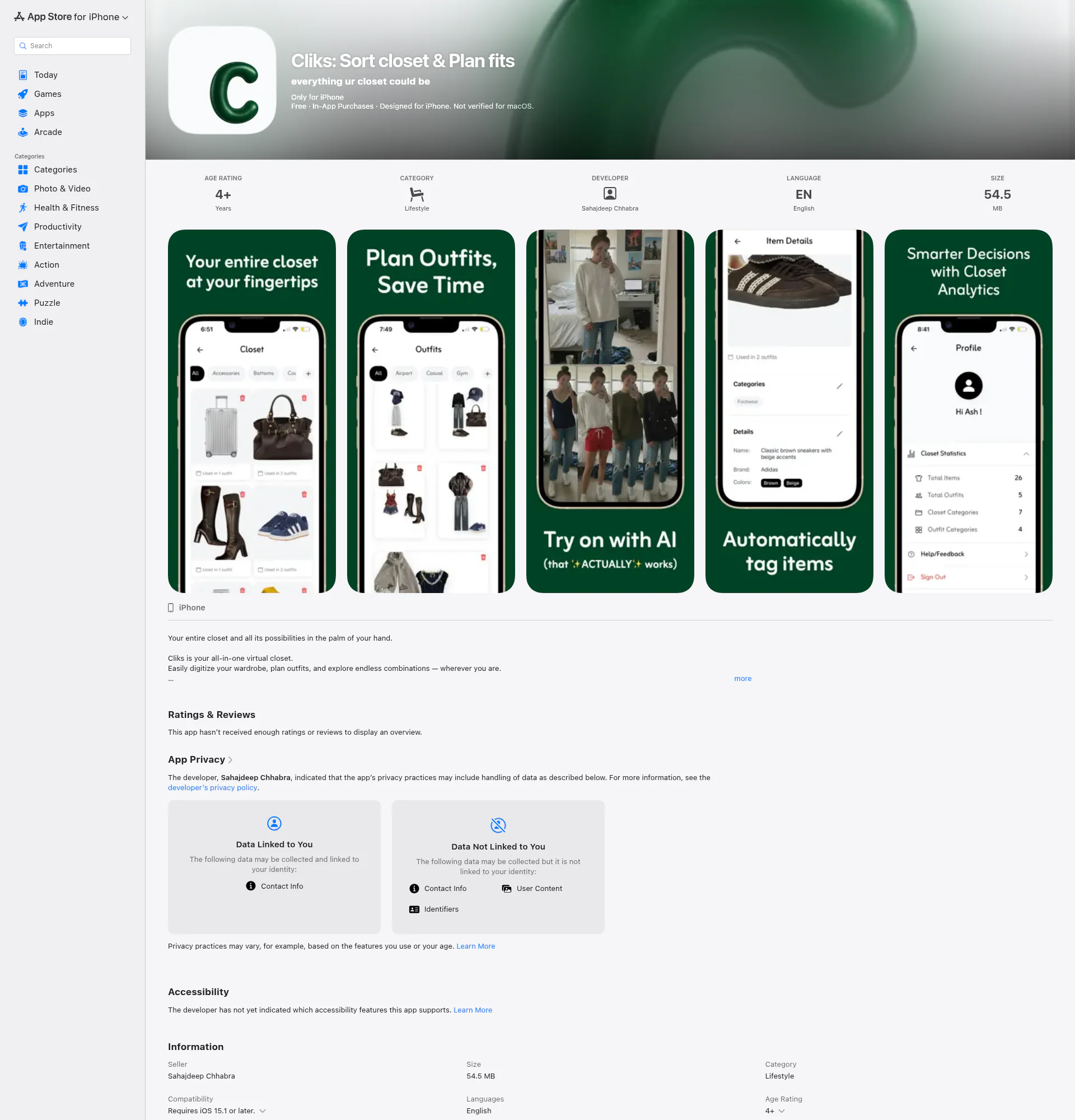 Cliks landing page