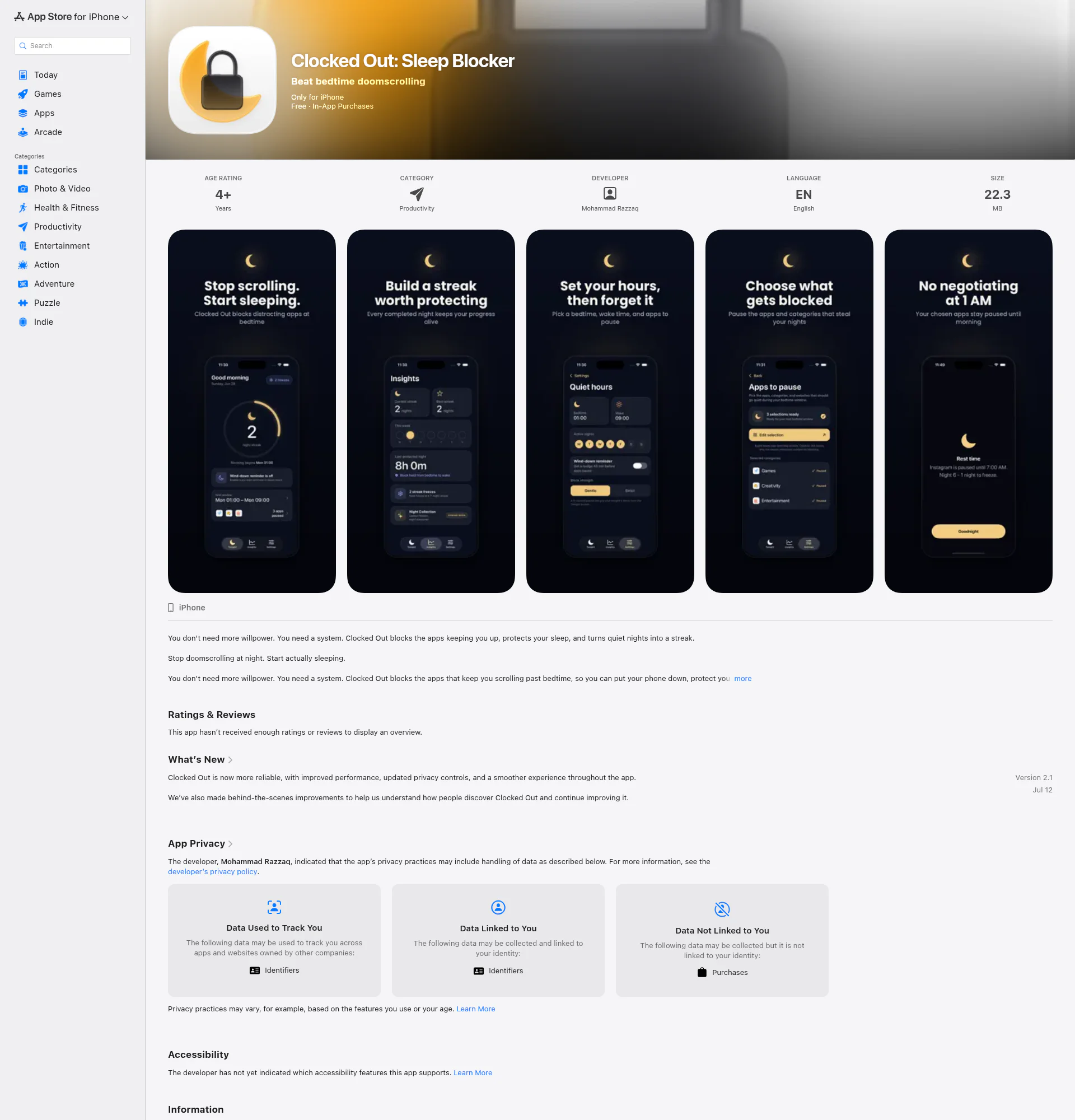 Clocked Out landing page