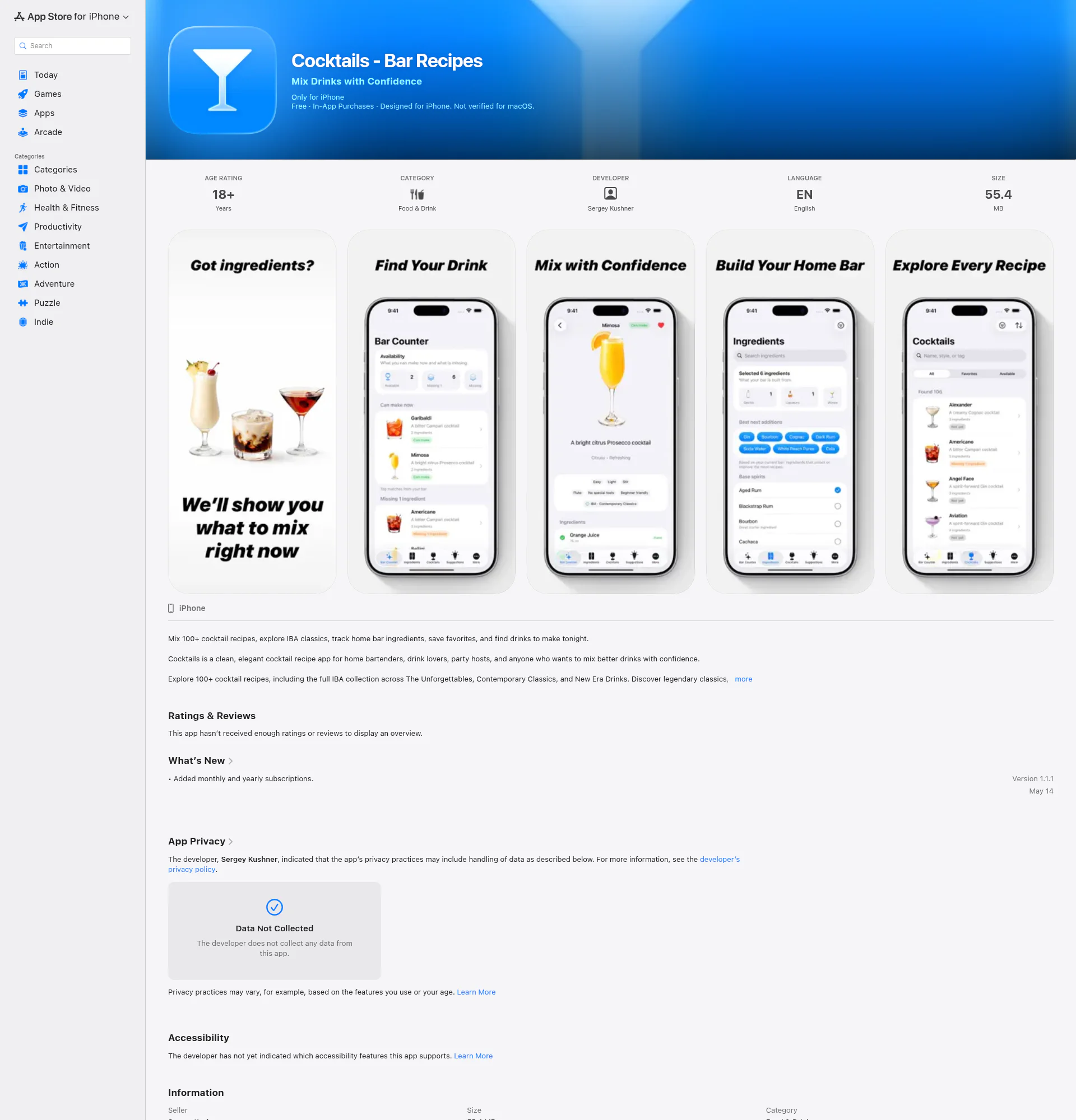 Cocktails - Bar Recipes landing page