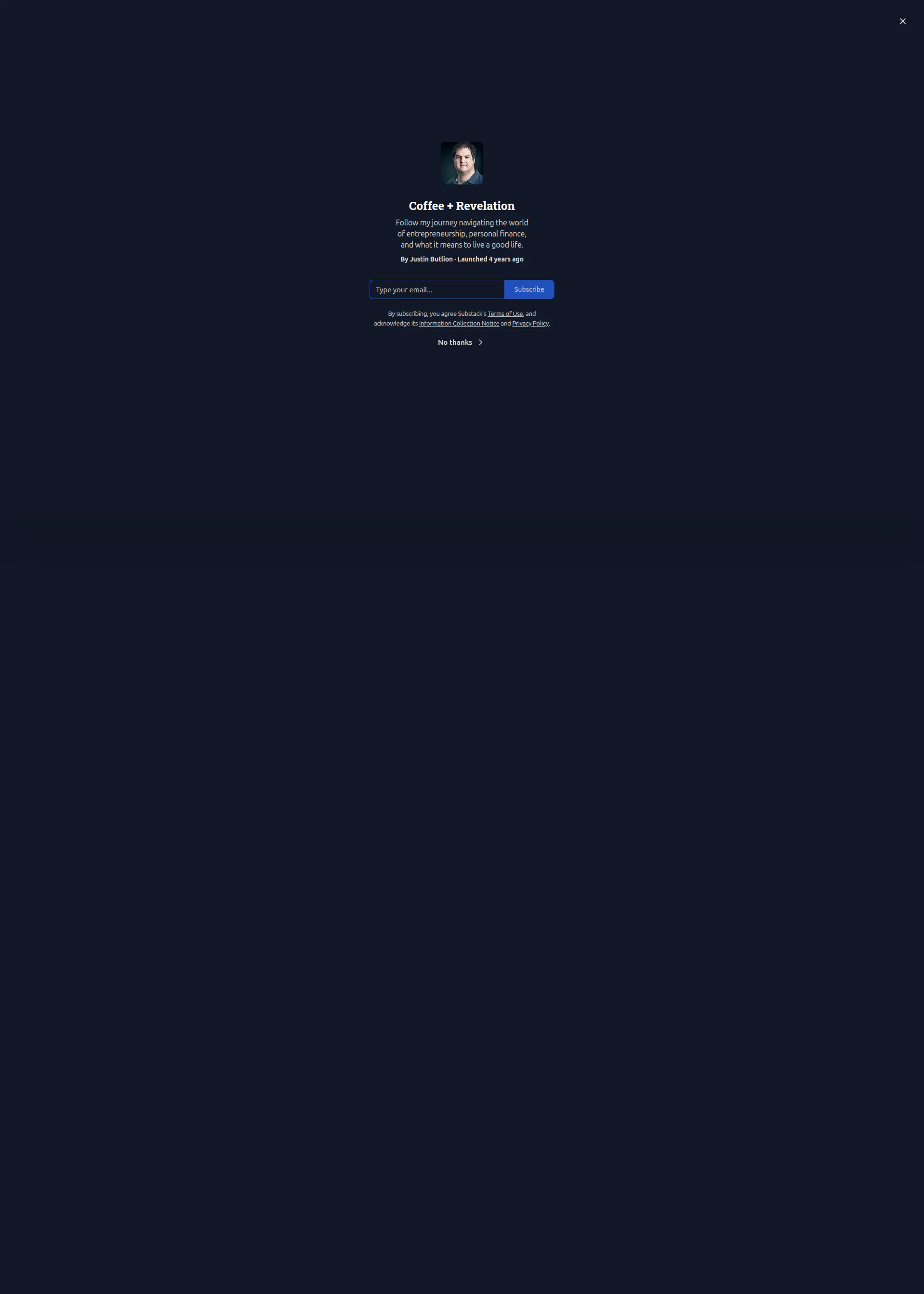 Coffee + Revelation landing page