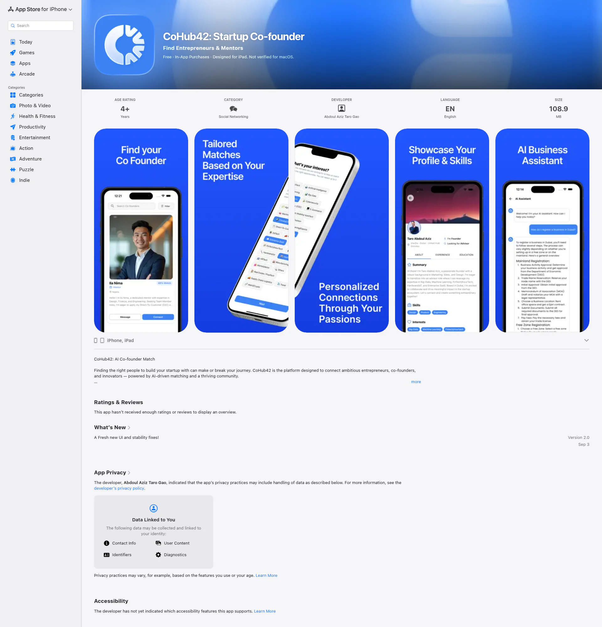 CoHub42 landing page