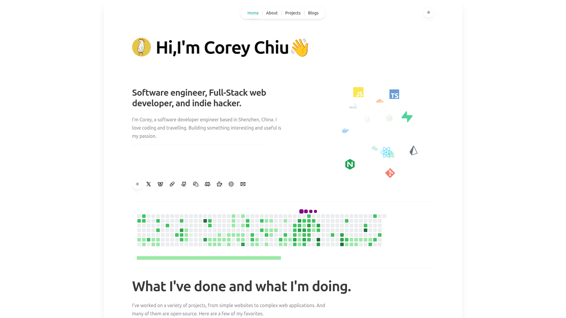 Landing page screenshot for coreychiu.com, 1920 by 1080 pixels