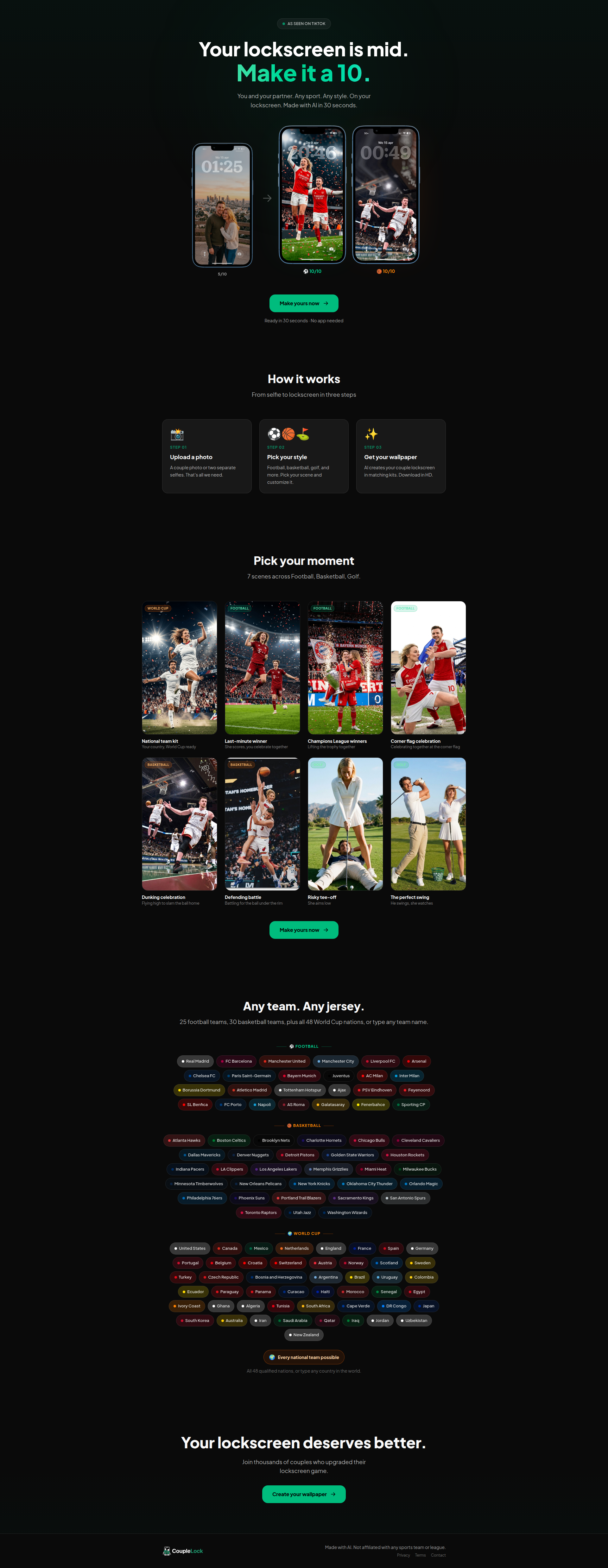 Landing page screenshot for couplelock.com, 1920 by 4952 pixels