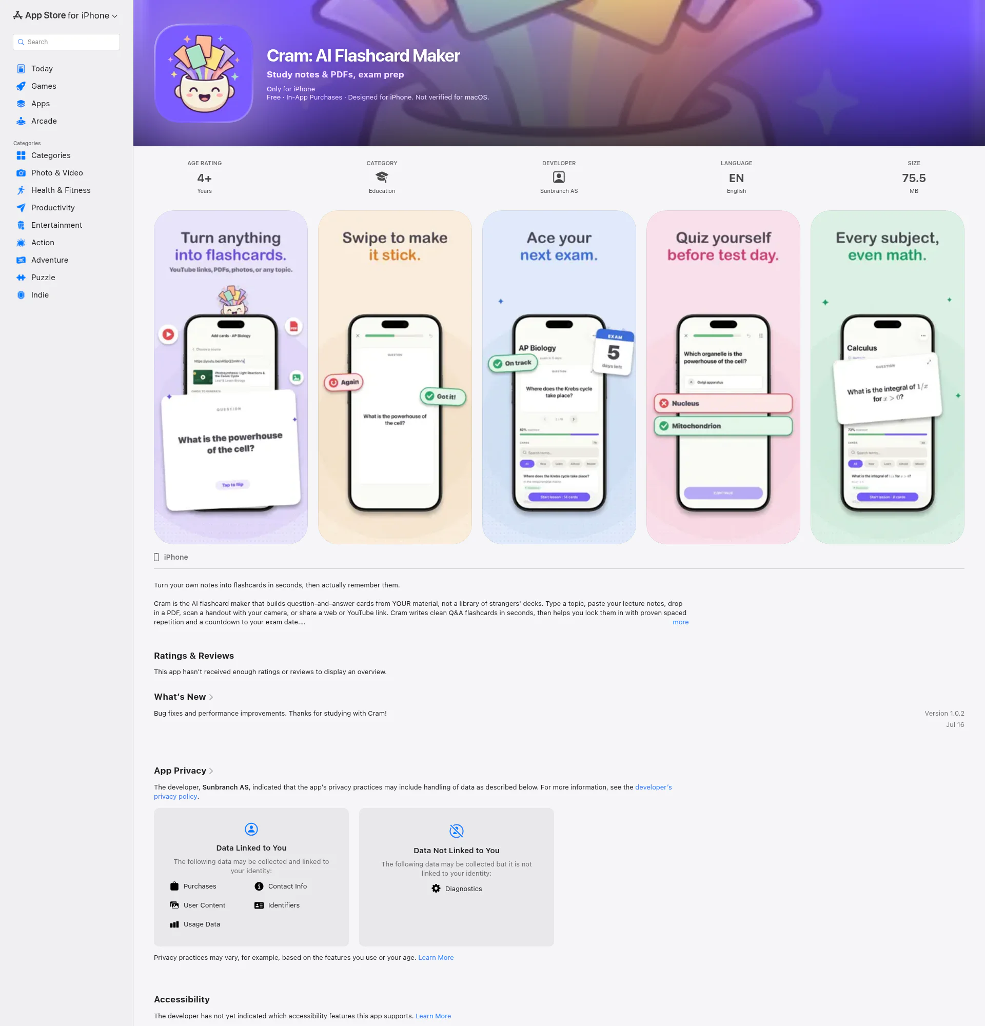 Cram landing page