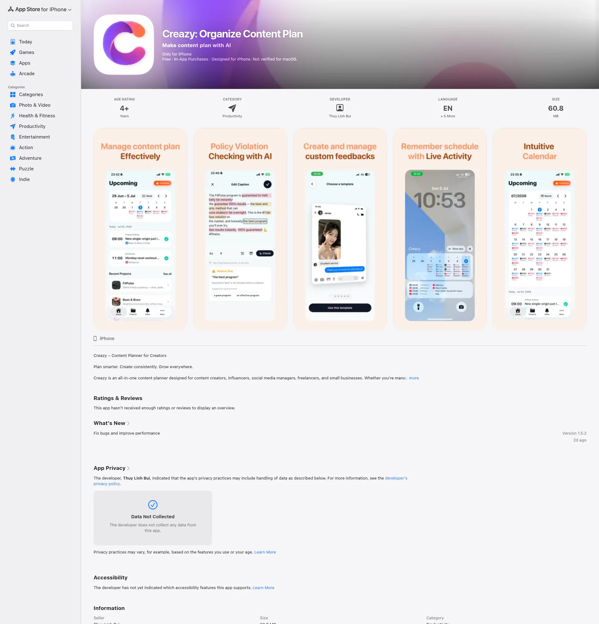 Creazy landing page