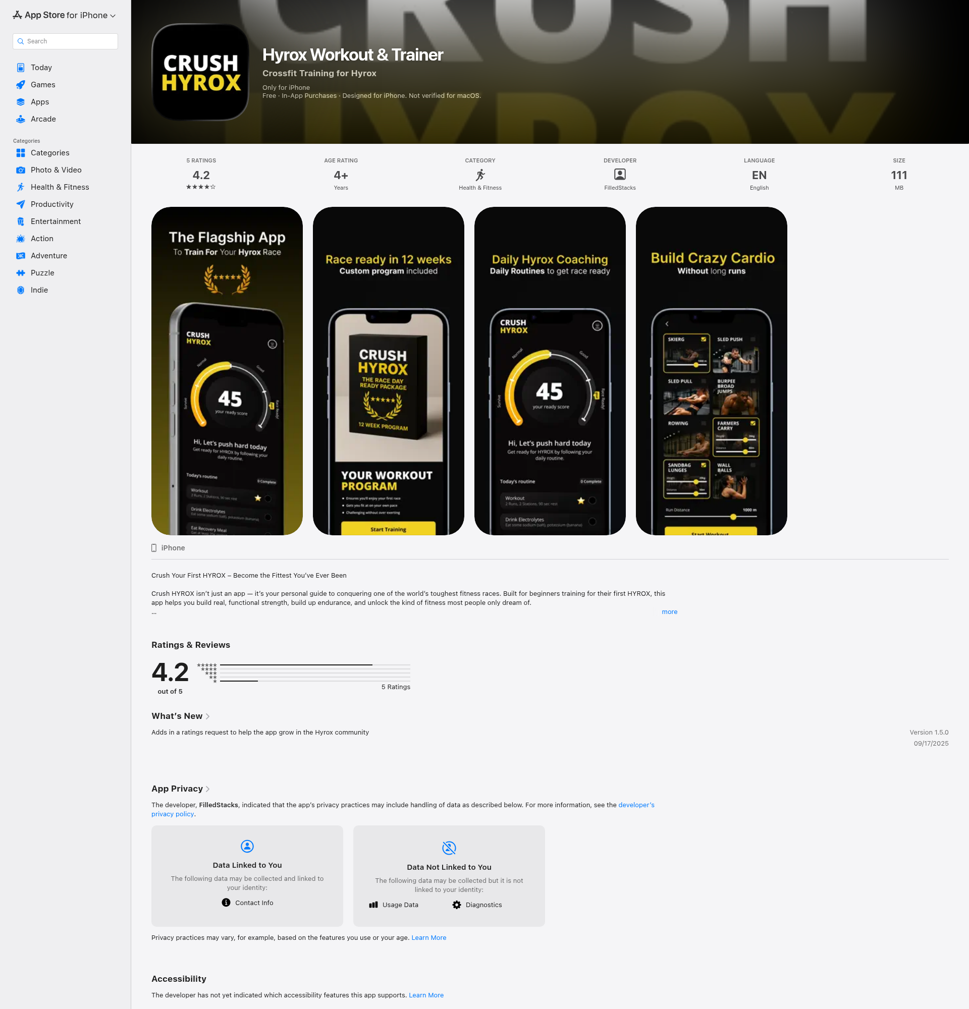 Landing page screenshot for apps.apple.com, 1920 by 2000 pixels