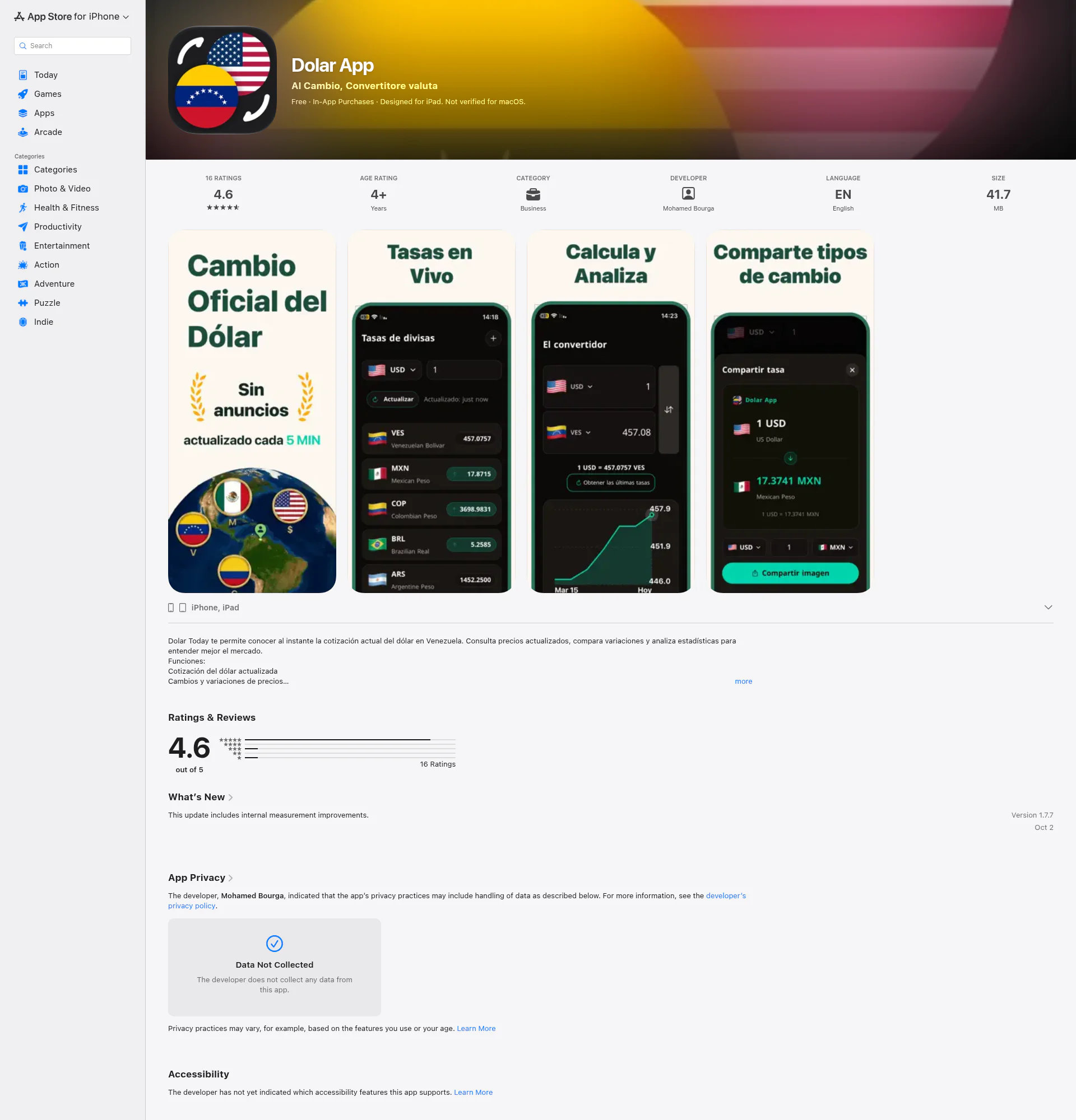 Dolar App landing page