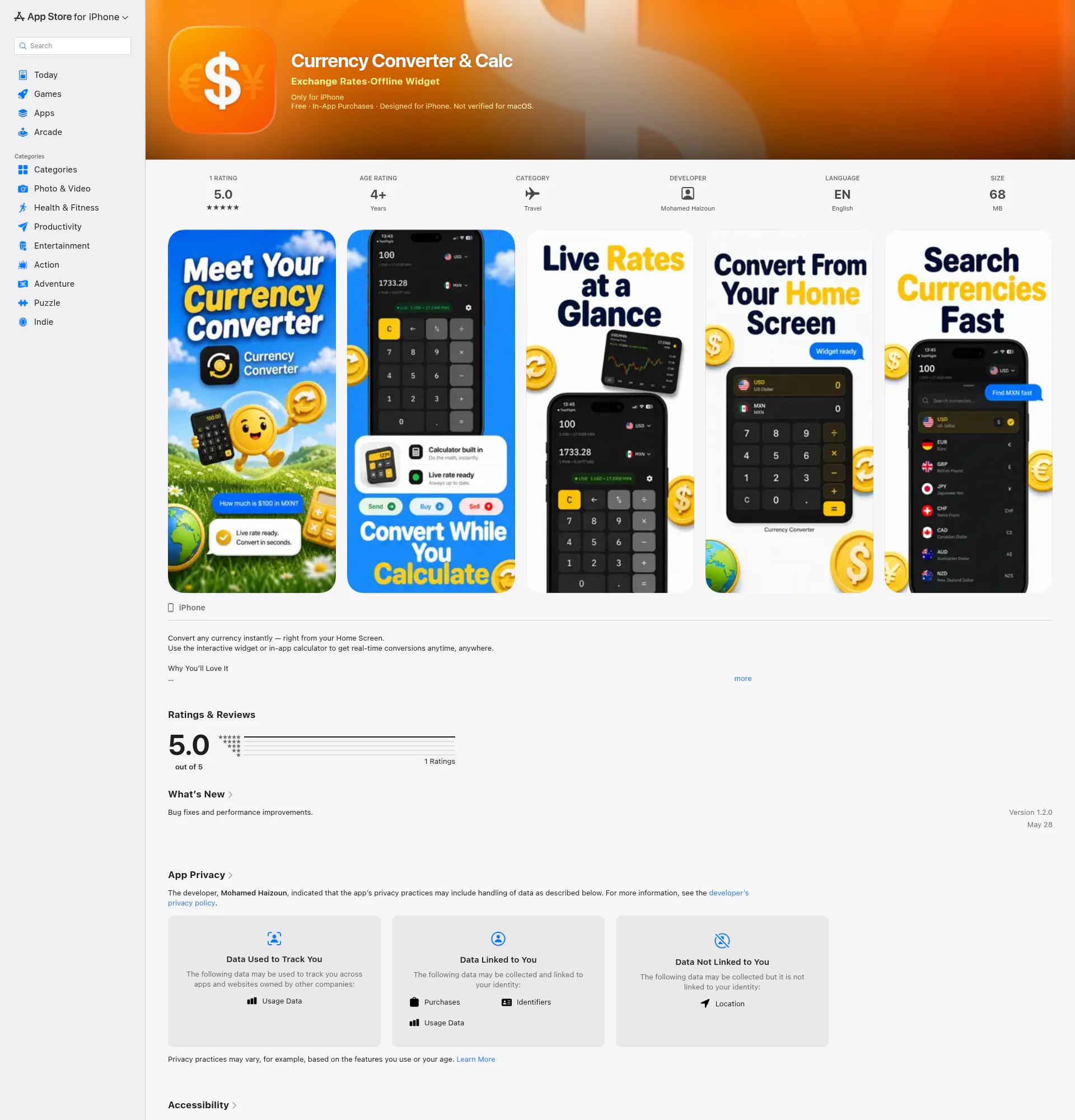 Currency Converter landing page