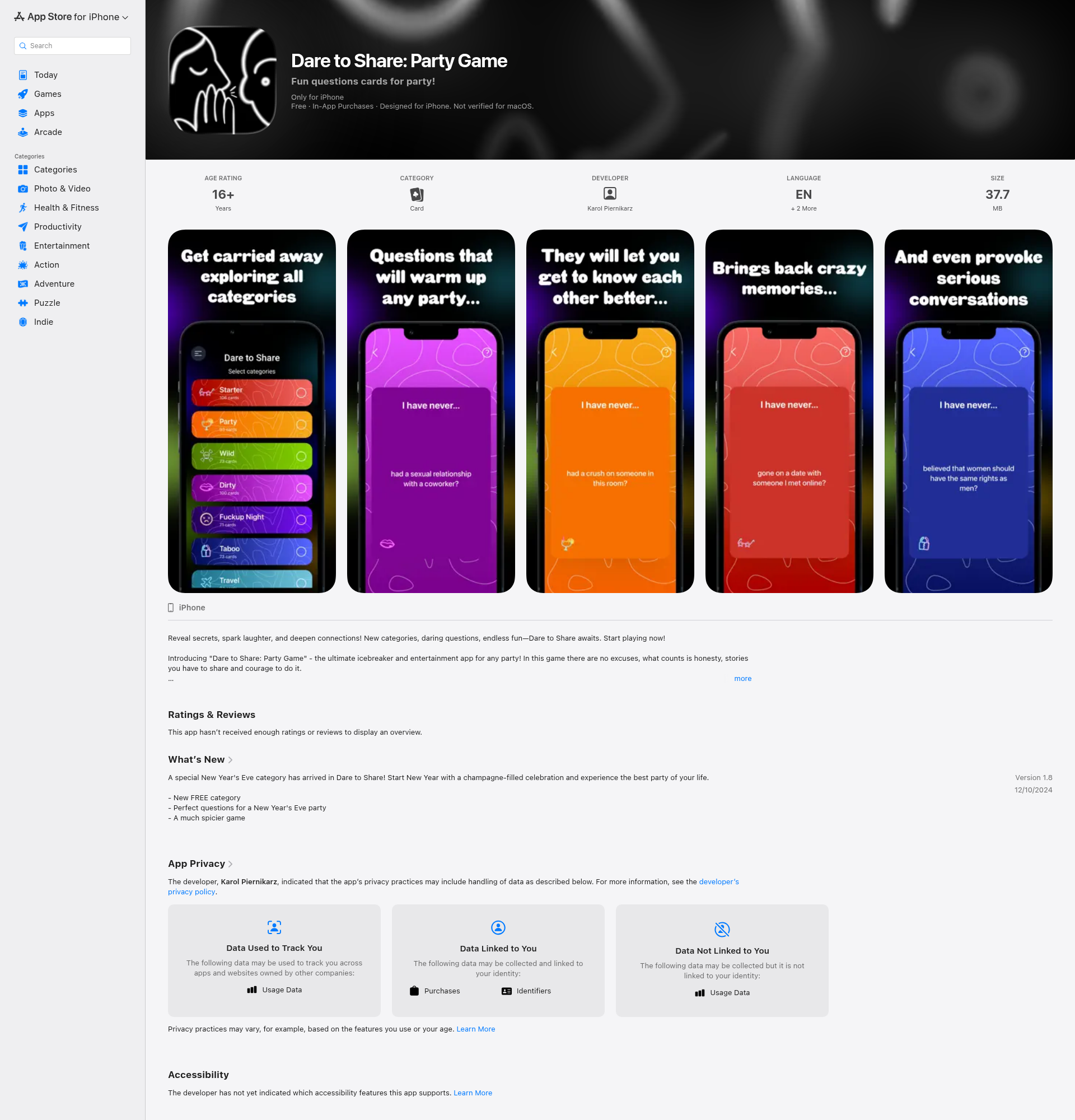 Landing page screenshot for apps.apple.com, 1920 by 2000 pixels