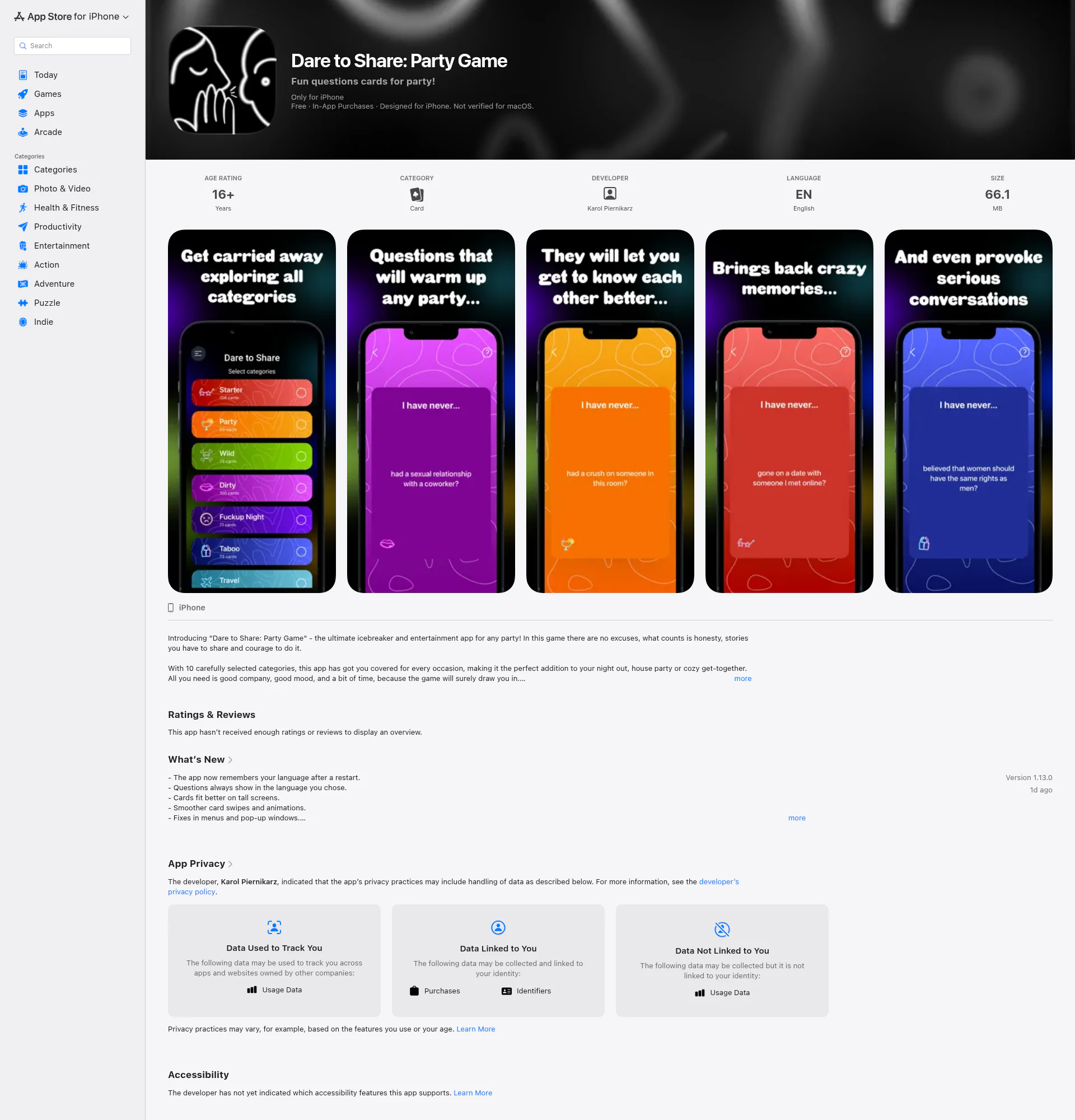 Dare to Share landing page
