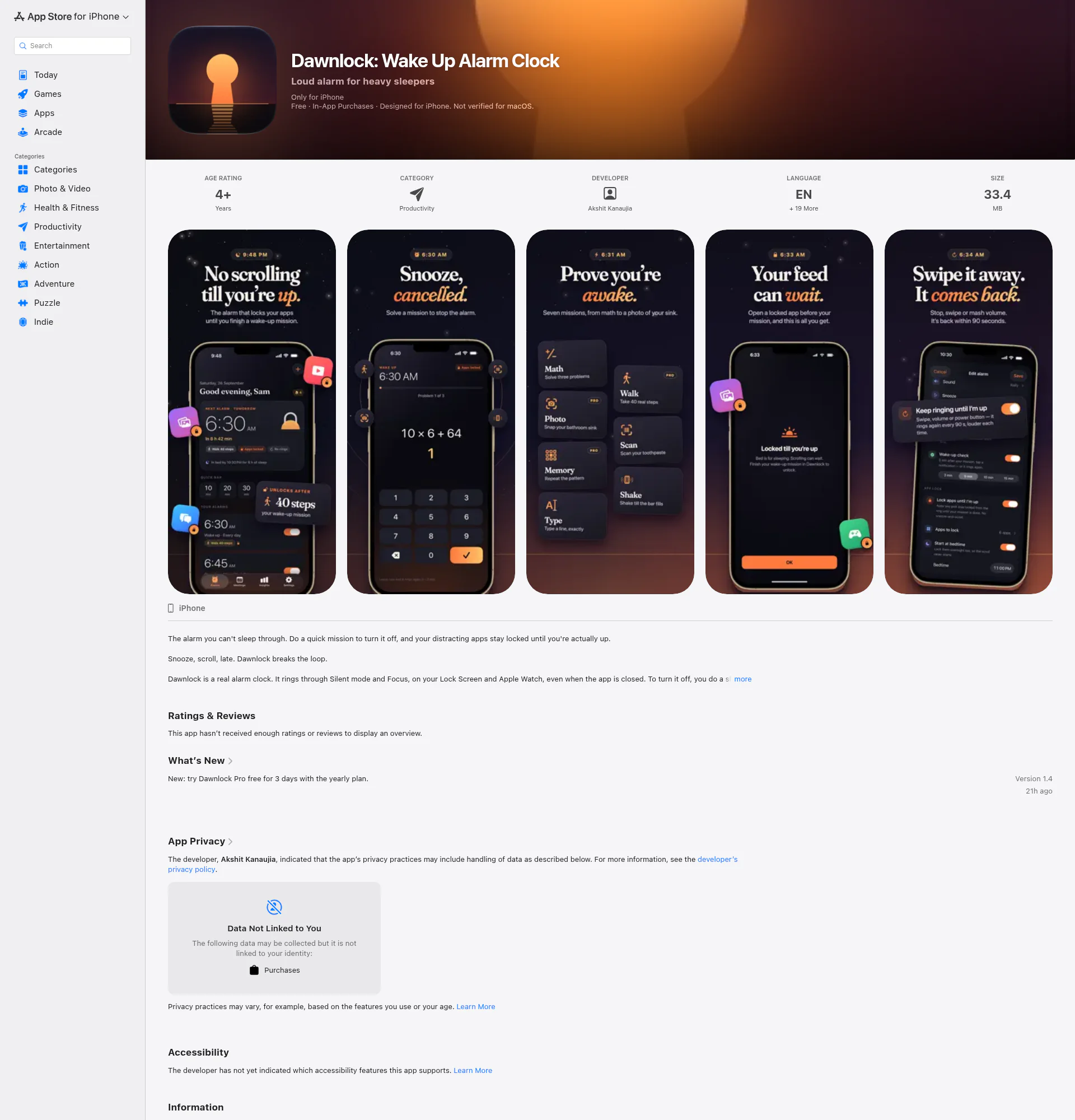 Dawnlock landing page
