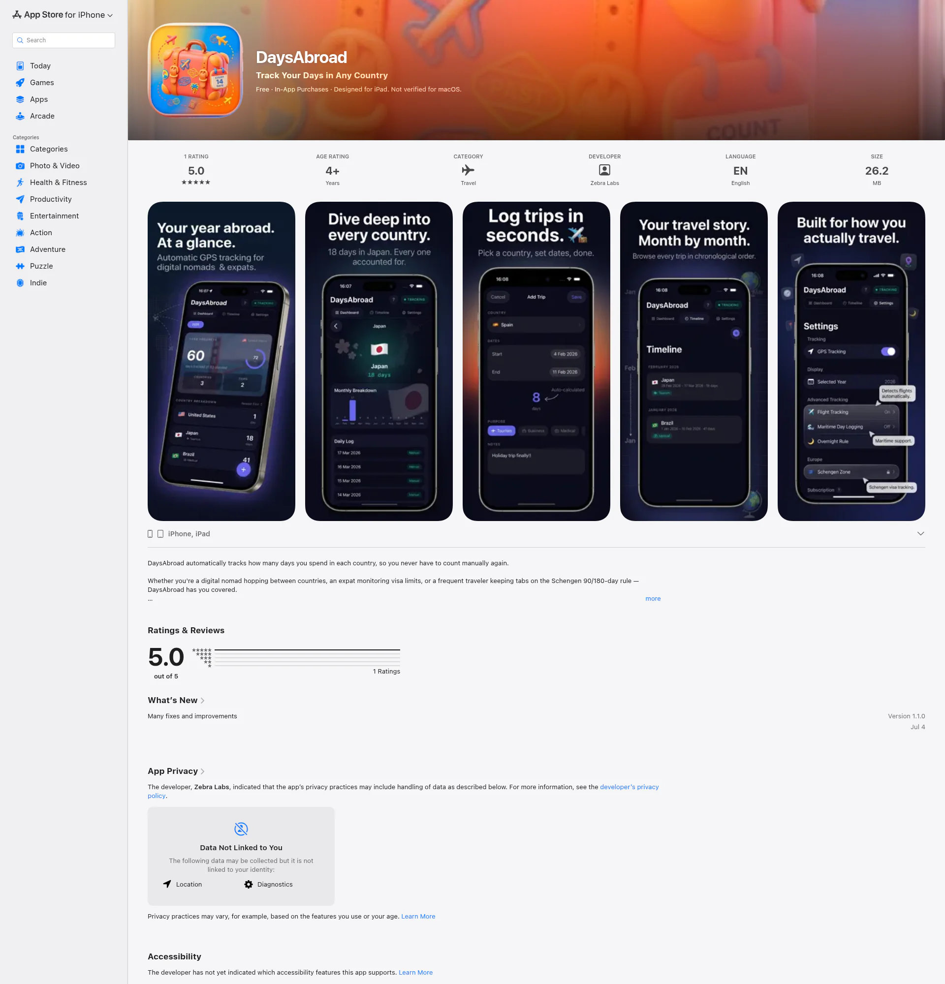 DaysAbroad landing page