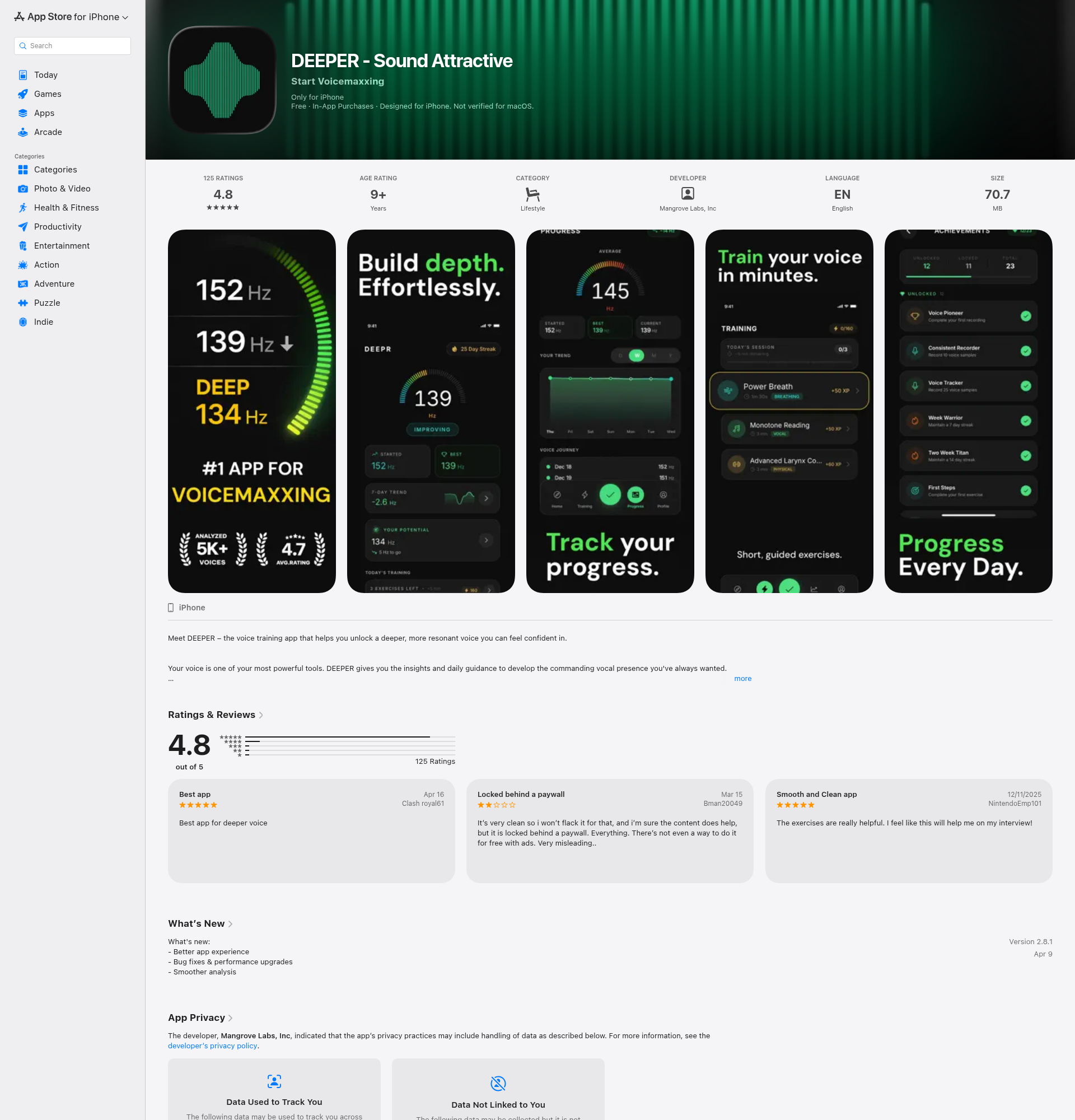 Landing page screenshot for apps.apple.com, 1920 by 2000 pixels