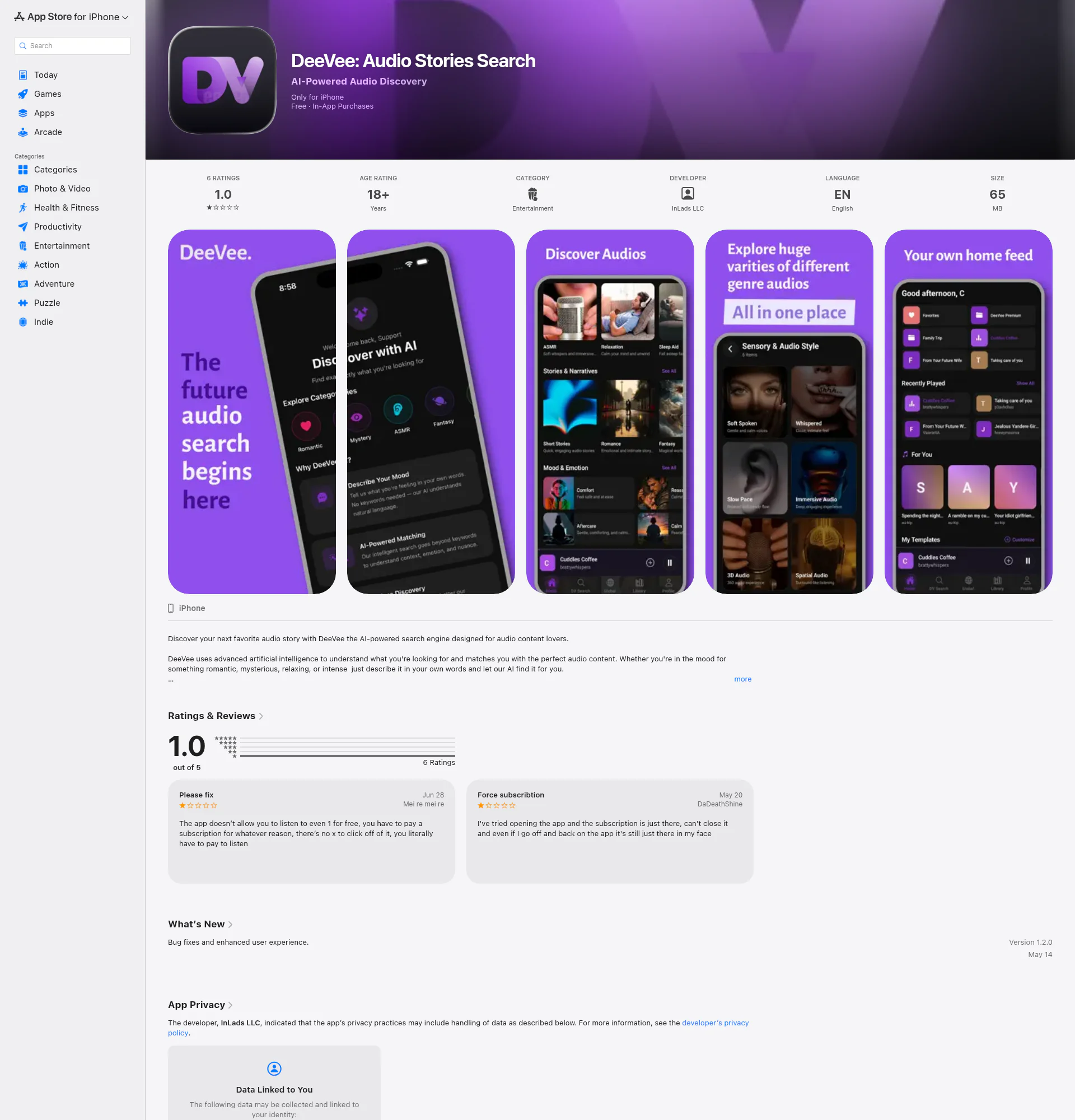 DeeVee landing page