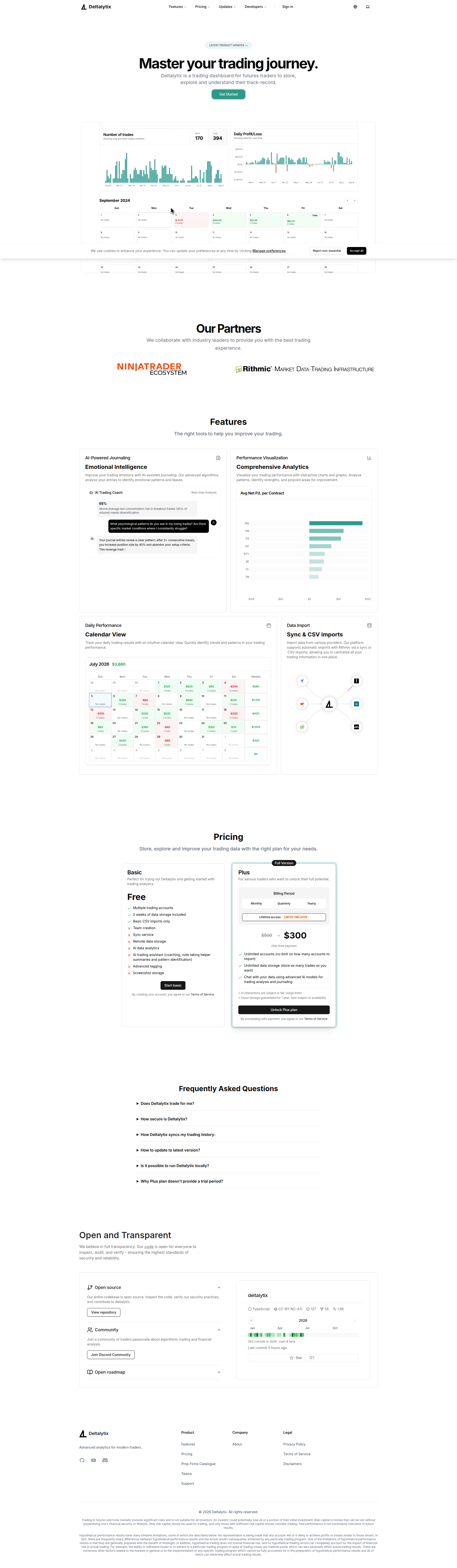 Landing page screenshot for deltalytix.app, 1910 by 6551 pixels